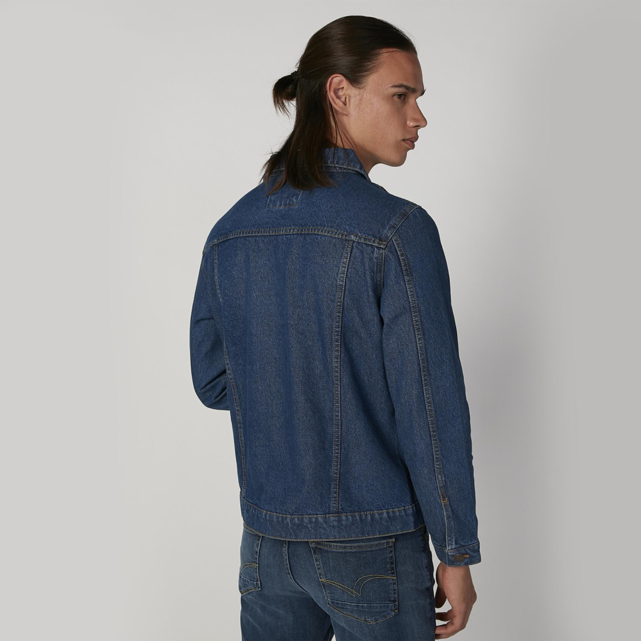 Plain Denim Jacket with Long Sleeves and Flap Pockets-men-clothing-jacketsandblazers-jackets-image-2