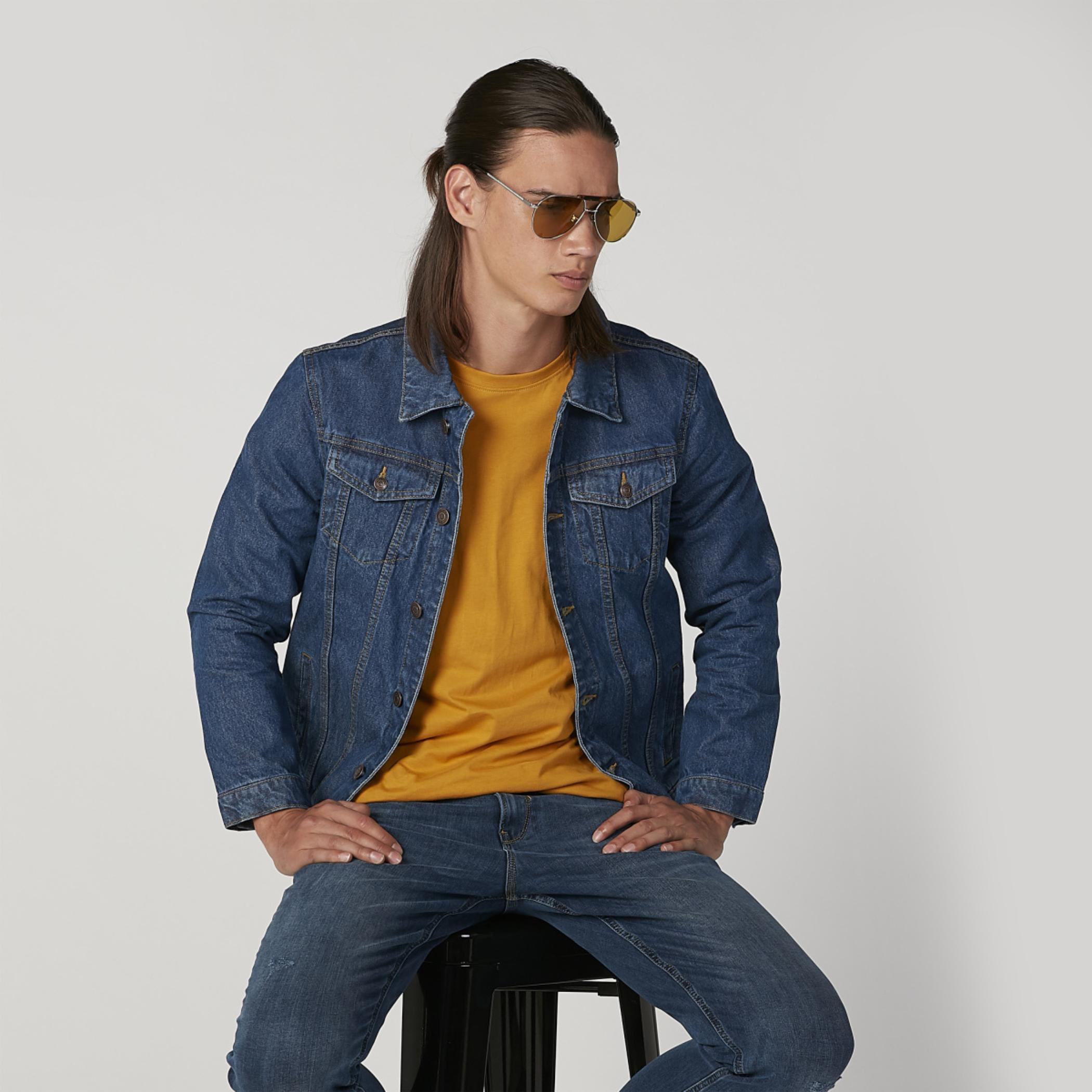 Plain Denim Jacket with Long Sleeves and Flap Pockets-men-clothing-jacketsandblazers-jackets-image-3
