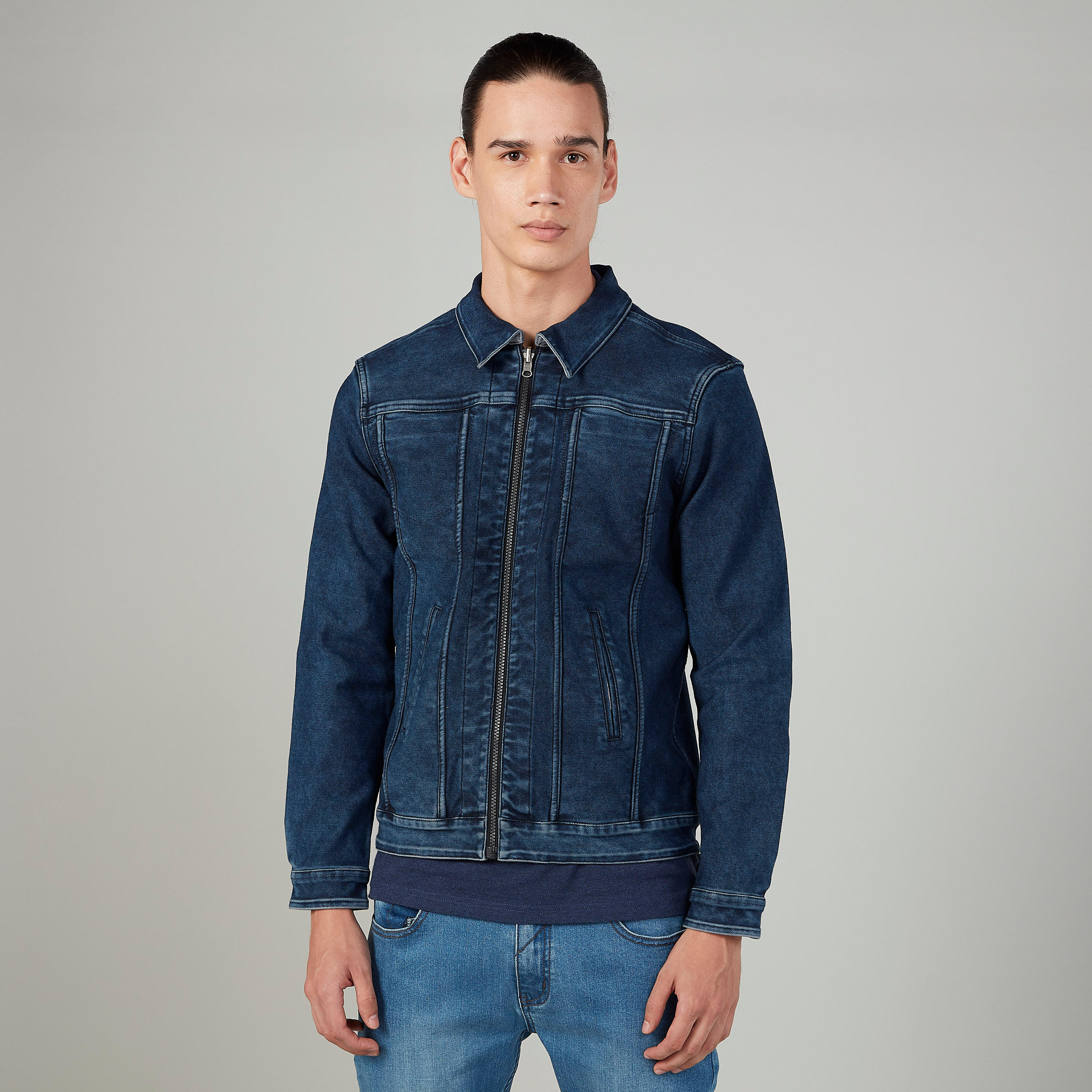 Denim Jacket with Long Sleeves and Zip Closure-men-clothing-jacketsandblazers-jackets-image-1