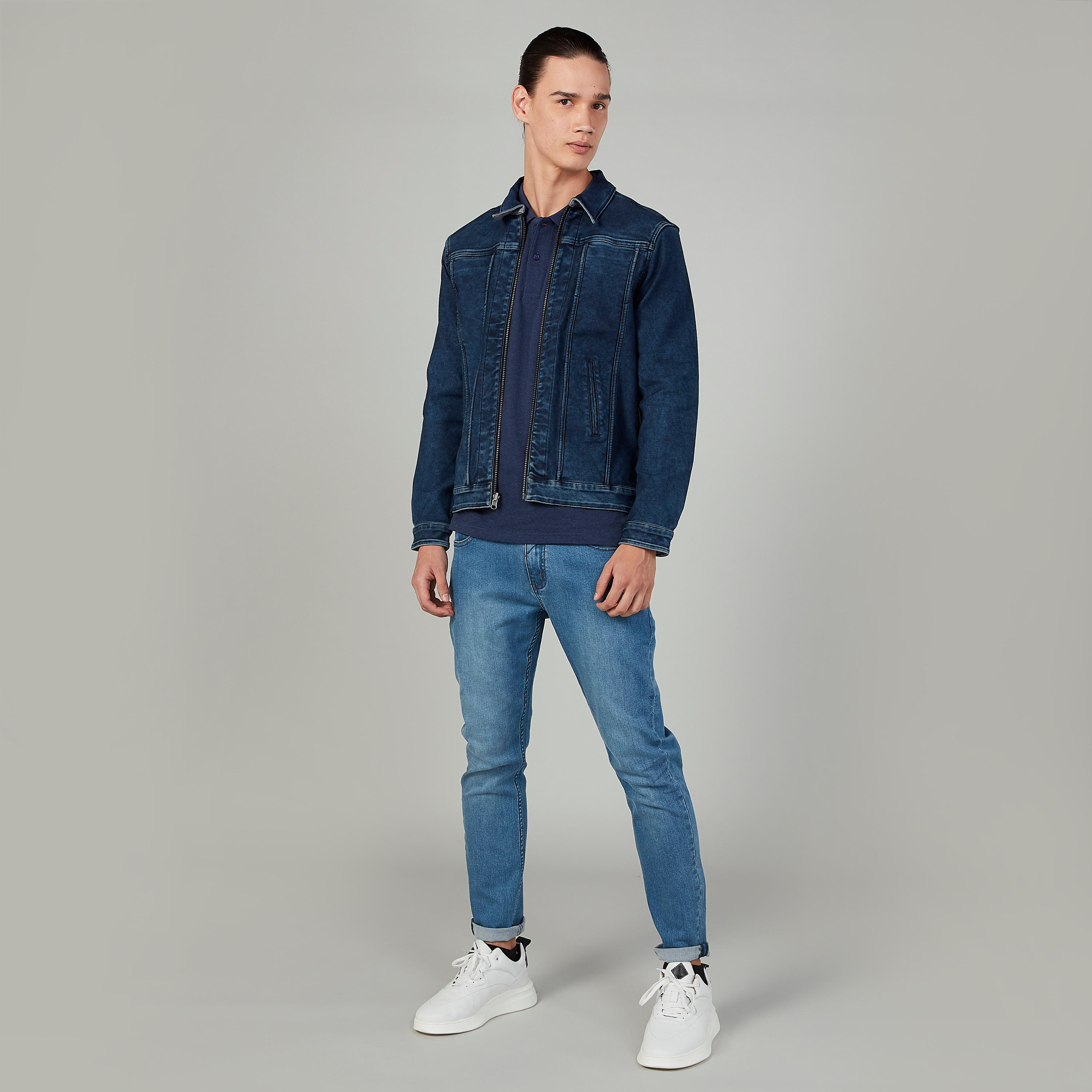 Denim Jacket with Long Sleeves and Zip Closure-men-clothing-jacketsandblazers-jackets-image-2