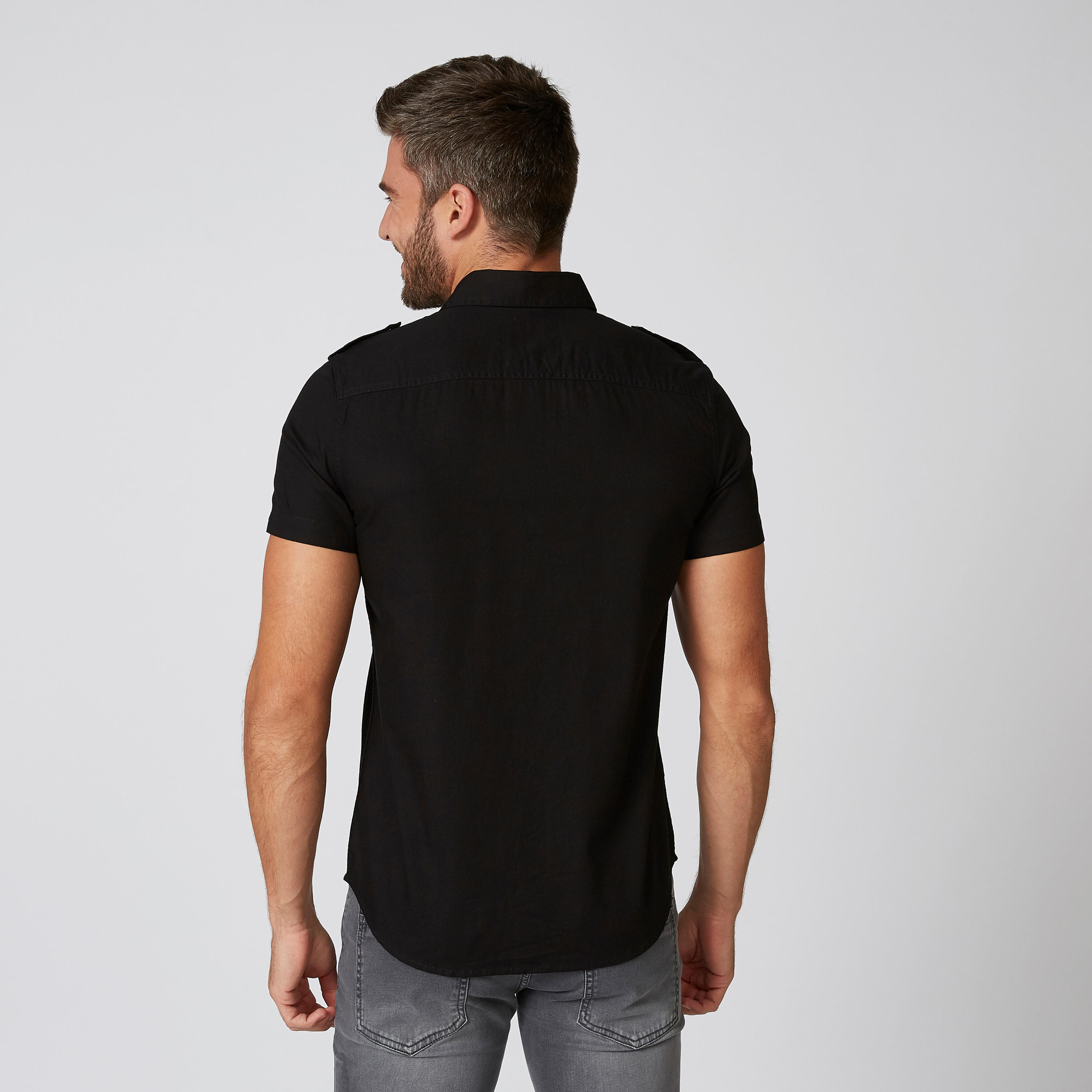 قميص سليم سادة بياقة عاديّة وأكمام قصيرة-men-clothing-shirts-image-2