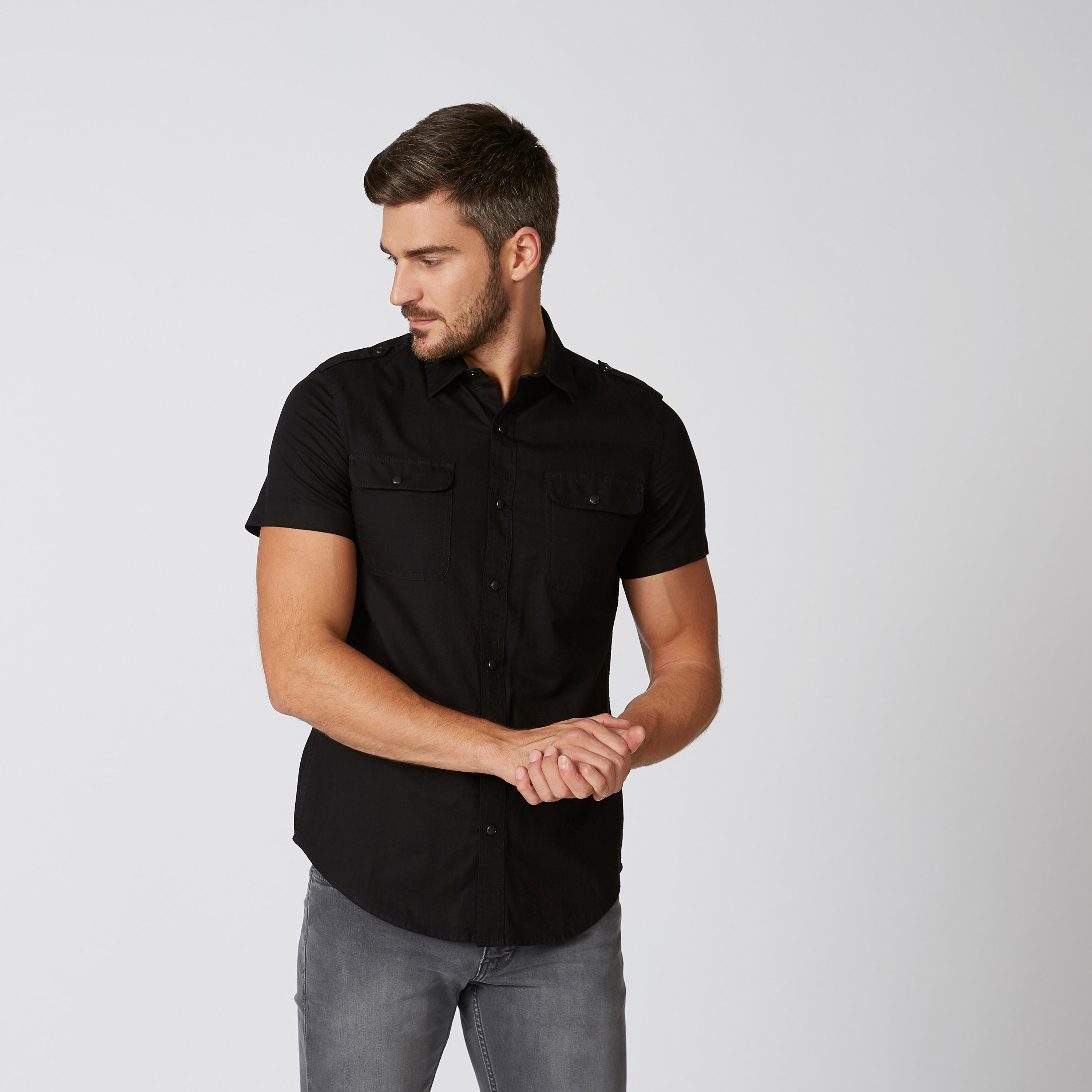 قميص سليم سادة بياقة عاديّة وأكمام قصيرة-men-clothing-shirts-image-3
