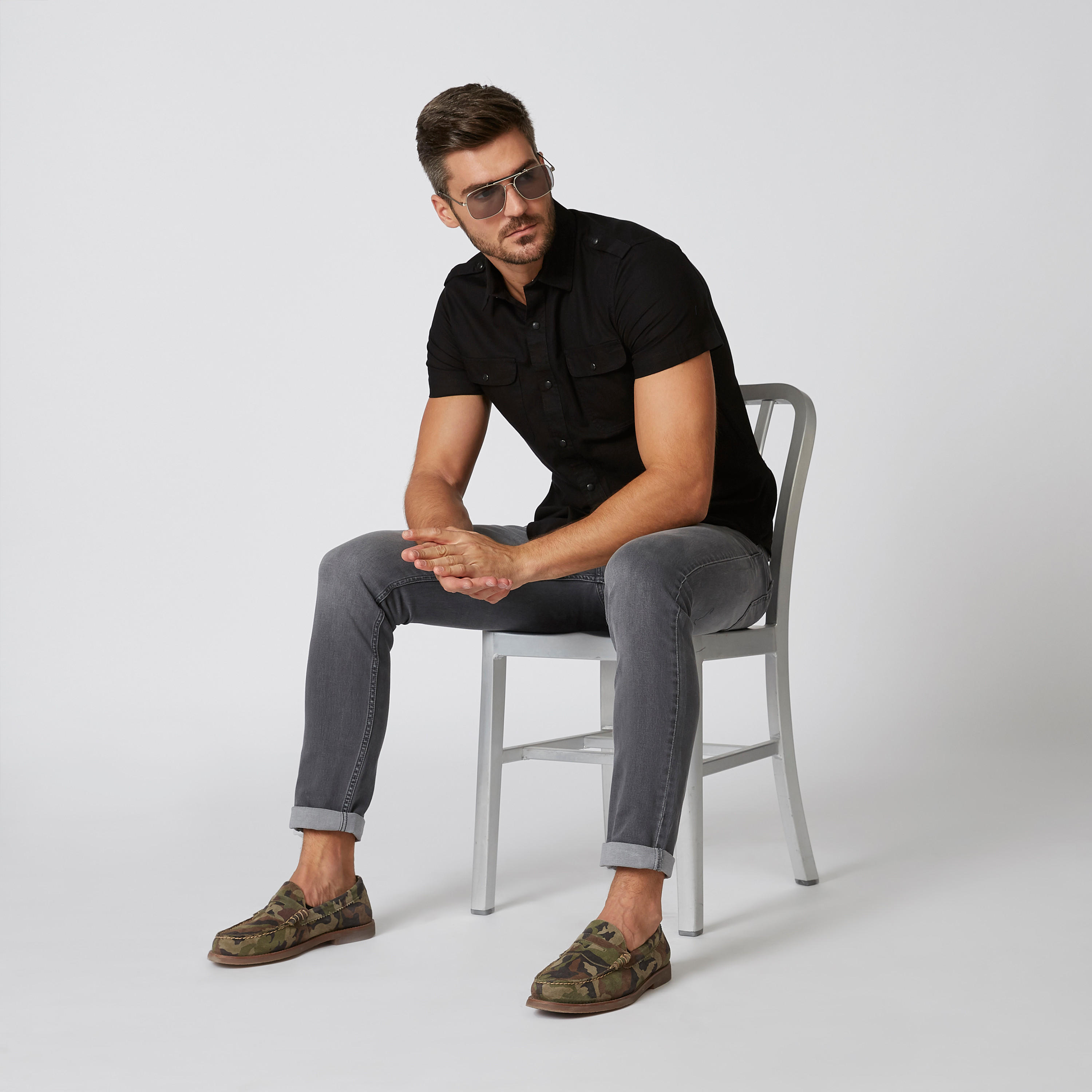 قميص سليم سادة بياقة عاديّة وأكمام قصيرة-men-clothing-shirts-image-4