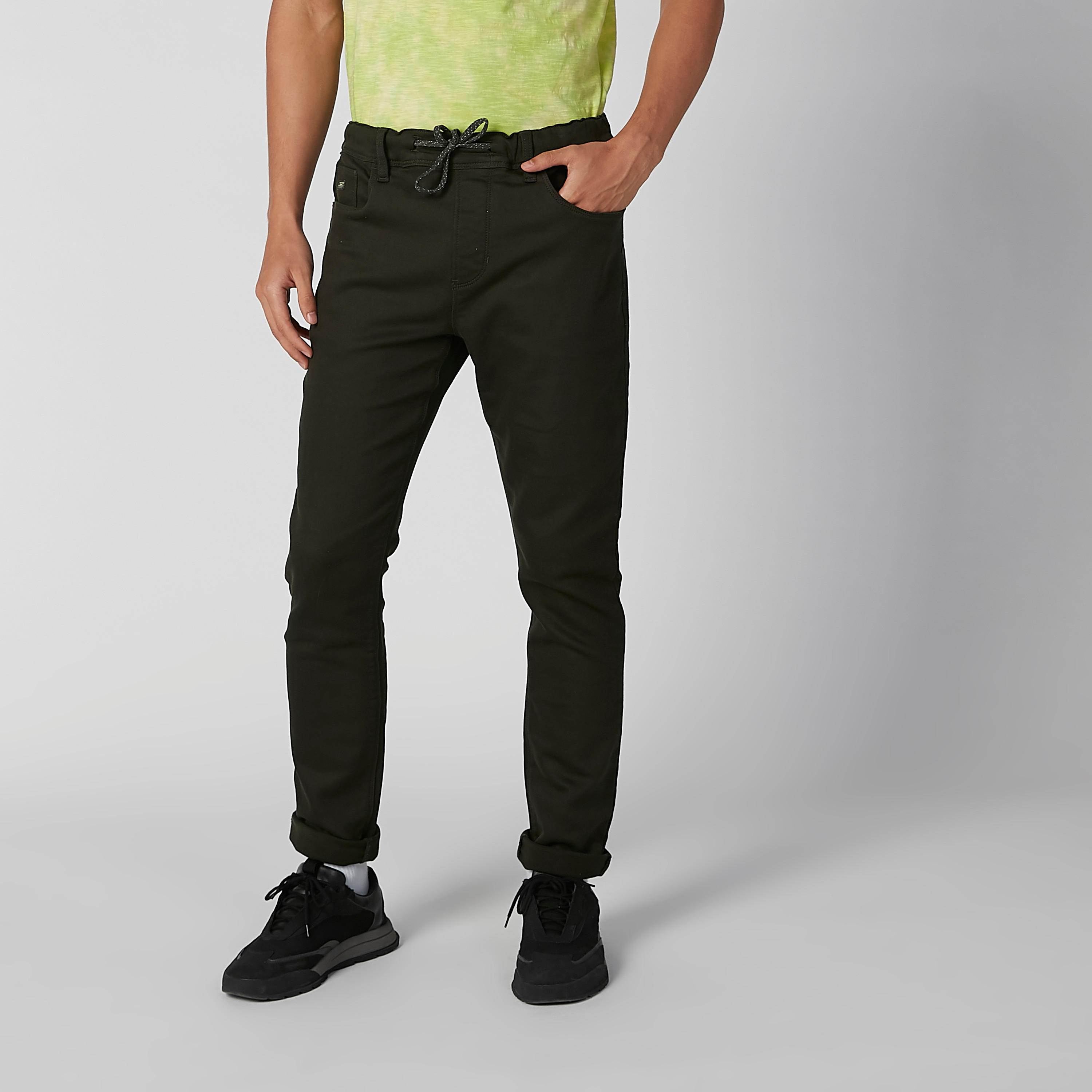 Sustainable Slim Fit Plain Jeans with Drawstring Waist-men-clothing-bottoms-jeans-image-1