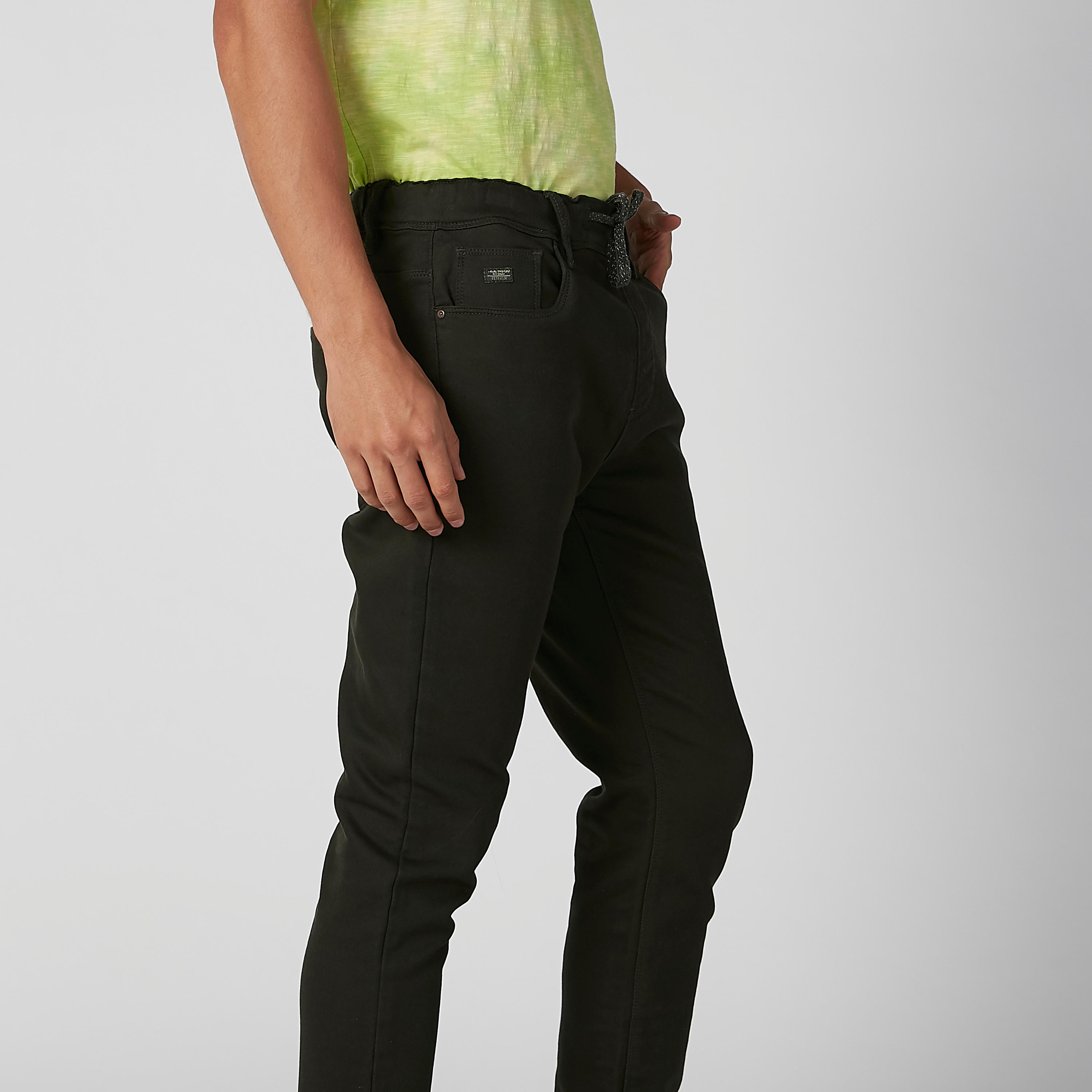 Sustainable Slim Fit Plain Jeans with Drawstring Waist-men-clothing-bottoms-jeans-image-3