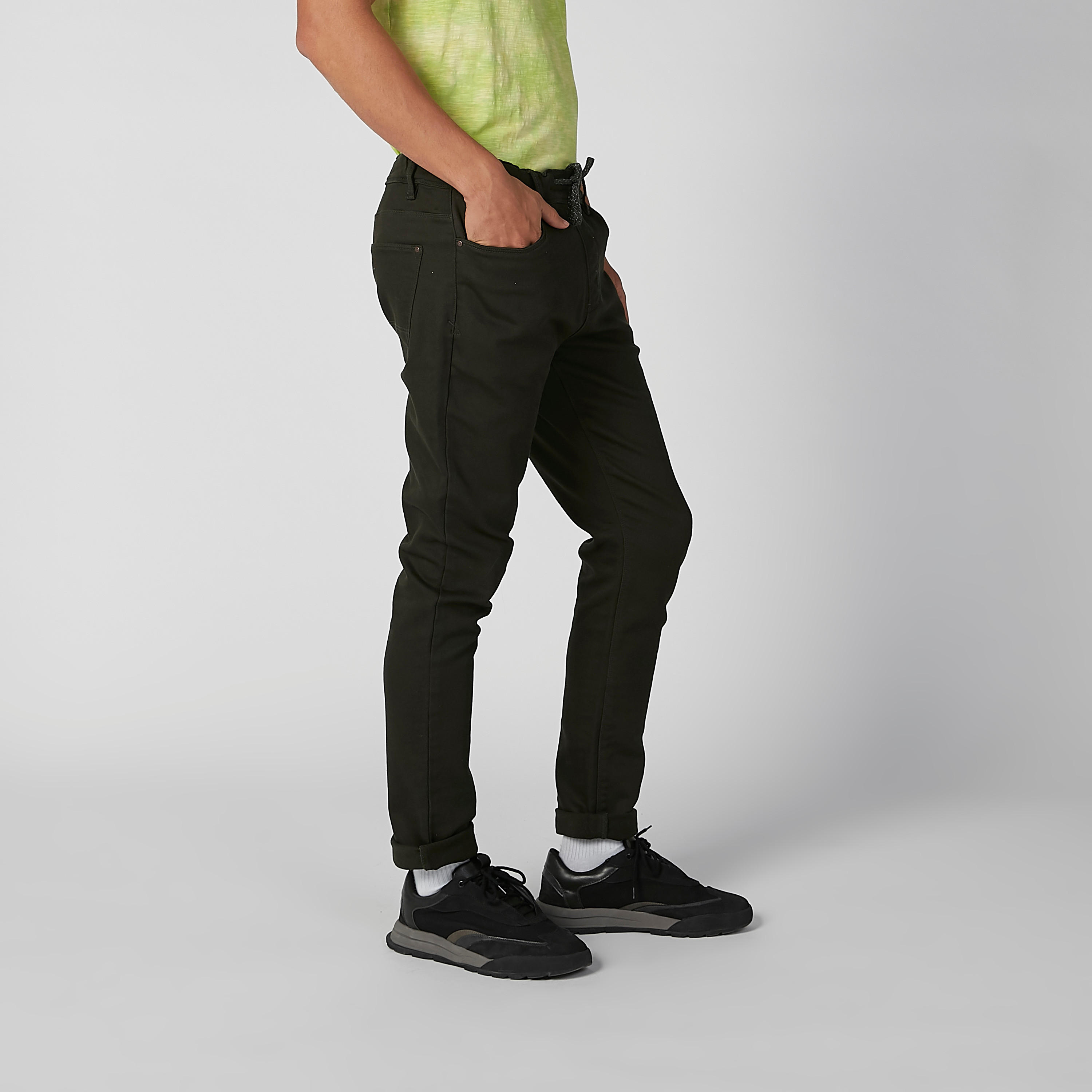 Sustainable Slim Fit Plain Jeans with Drawstring Waist-men-clothing-bottoms-jeans-image-5