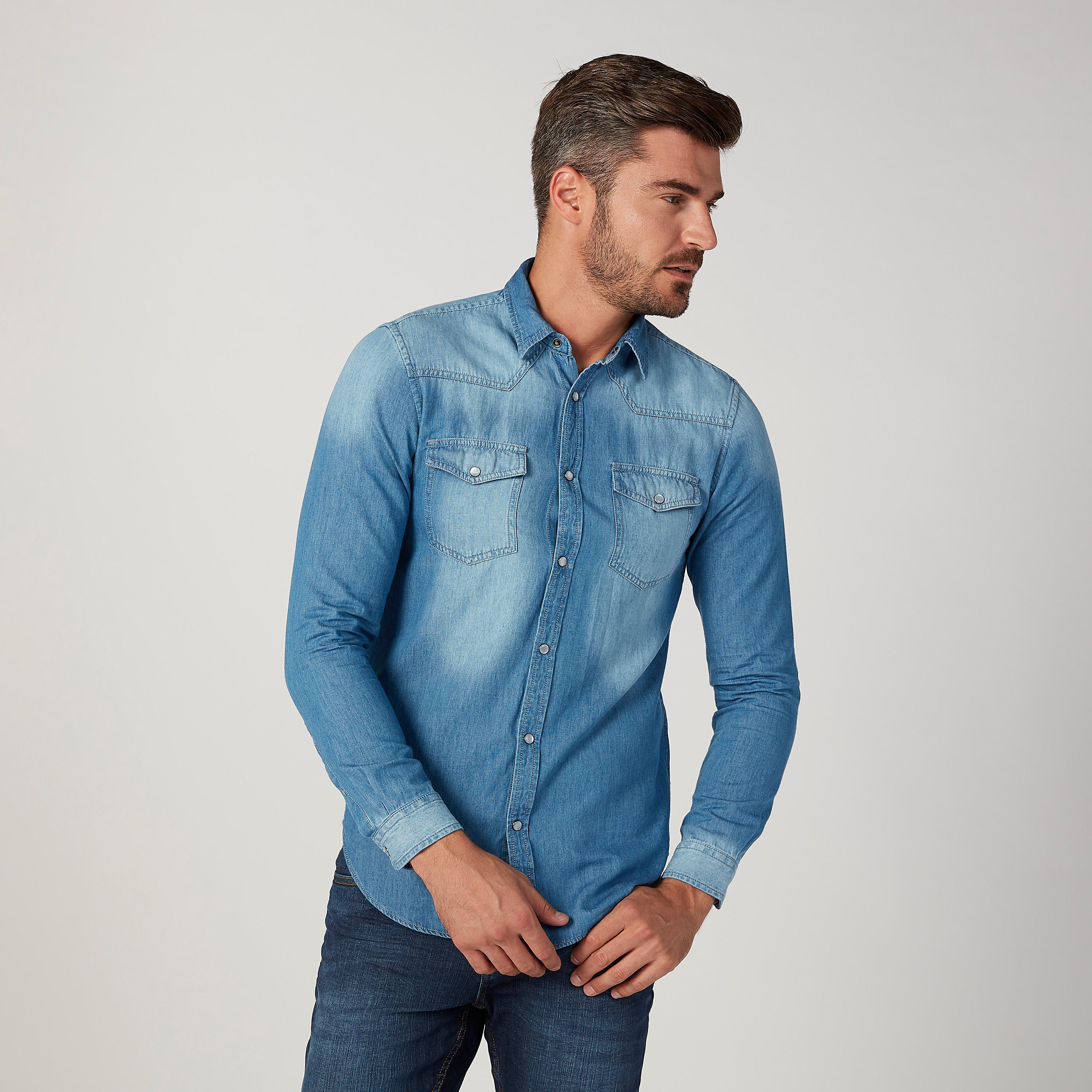 Slim Fit Collared Shirt with Long Sleeves-men-clothing-shirts-image-1