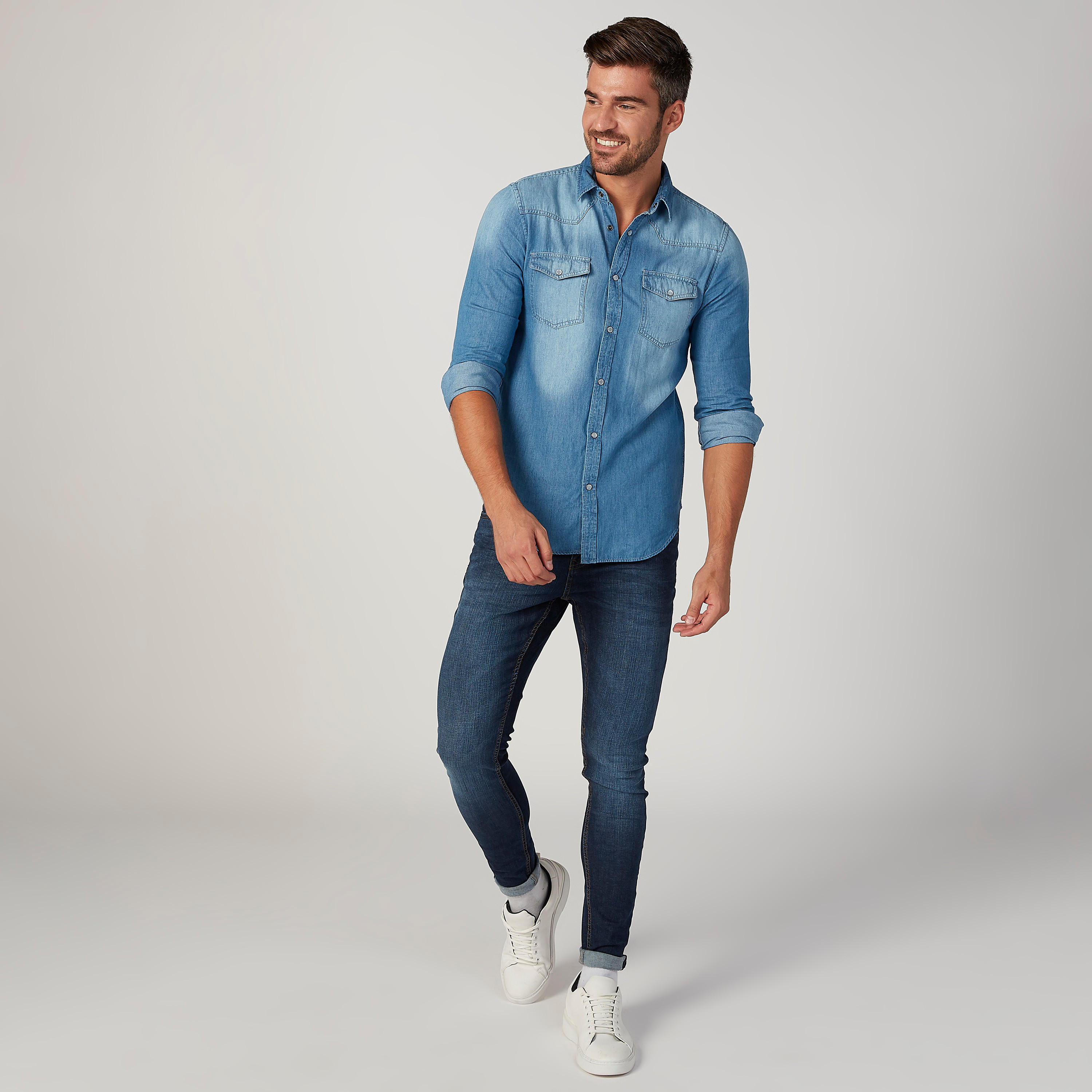 Slim Fit Collared Shirt with Long Sleeves-men-clothing-shirts-image-2