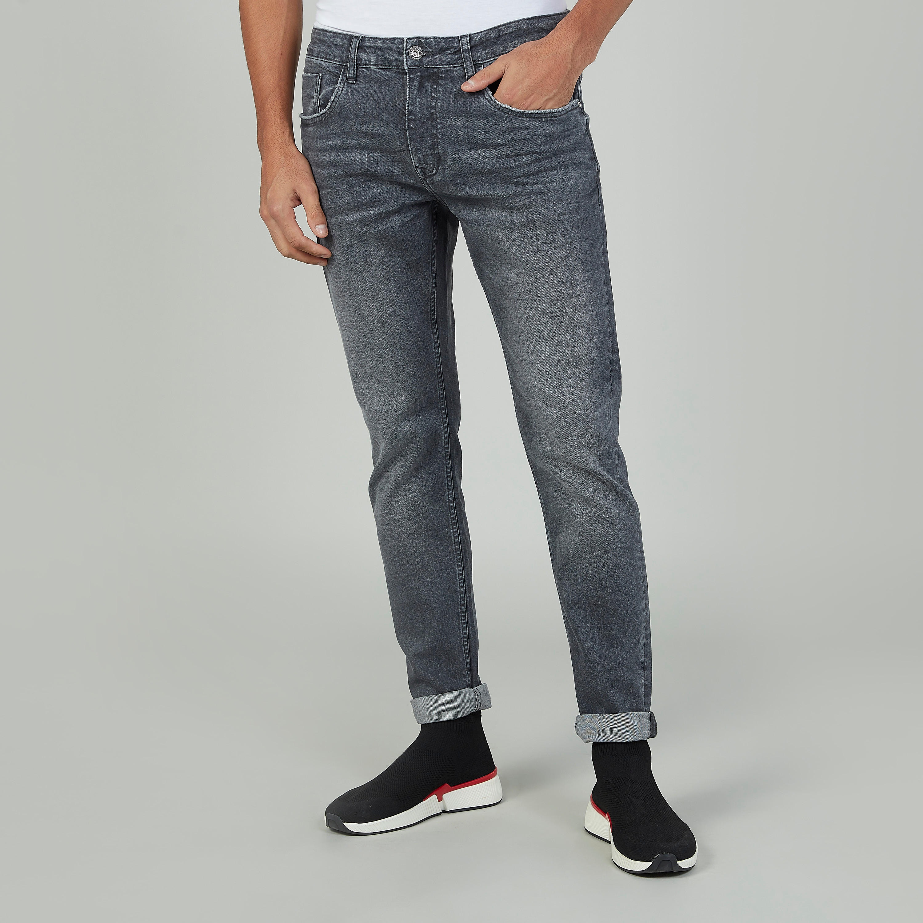 بنطلون جينز سادة طويل بجيوب وحلقات للحزام-men-clothing-bottoms-jeans-image-1