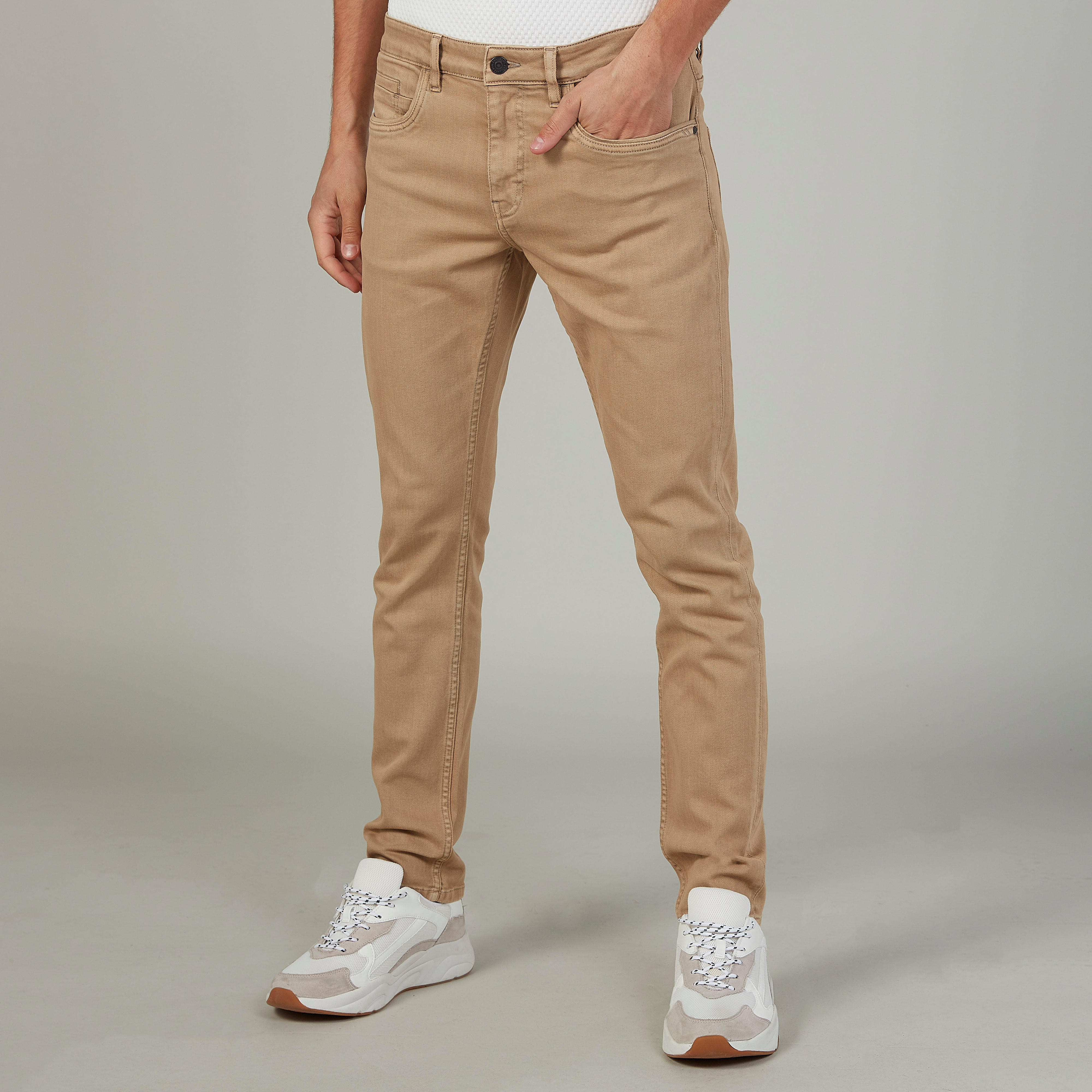 بنطلون جينز سادة طويل بجيوب وحلقات للحزام-men-clothing-bottoms-jeans-image-1
