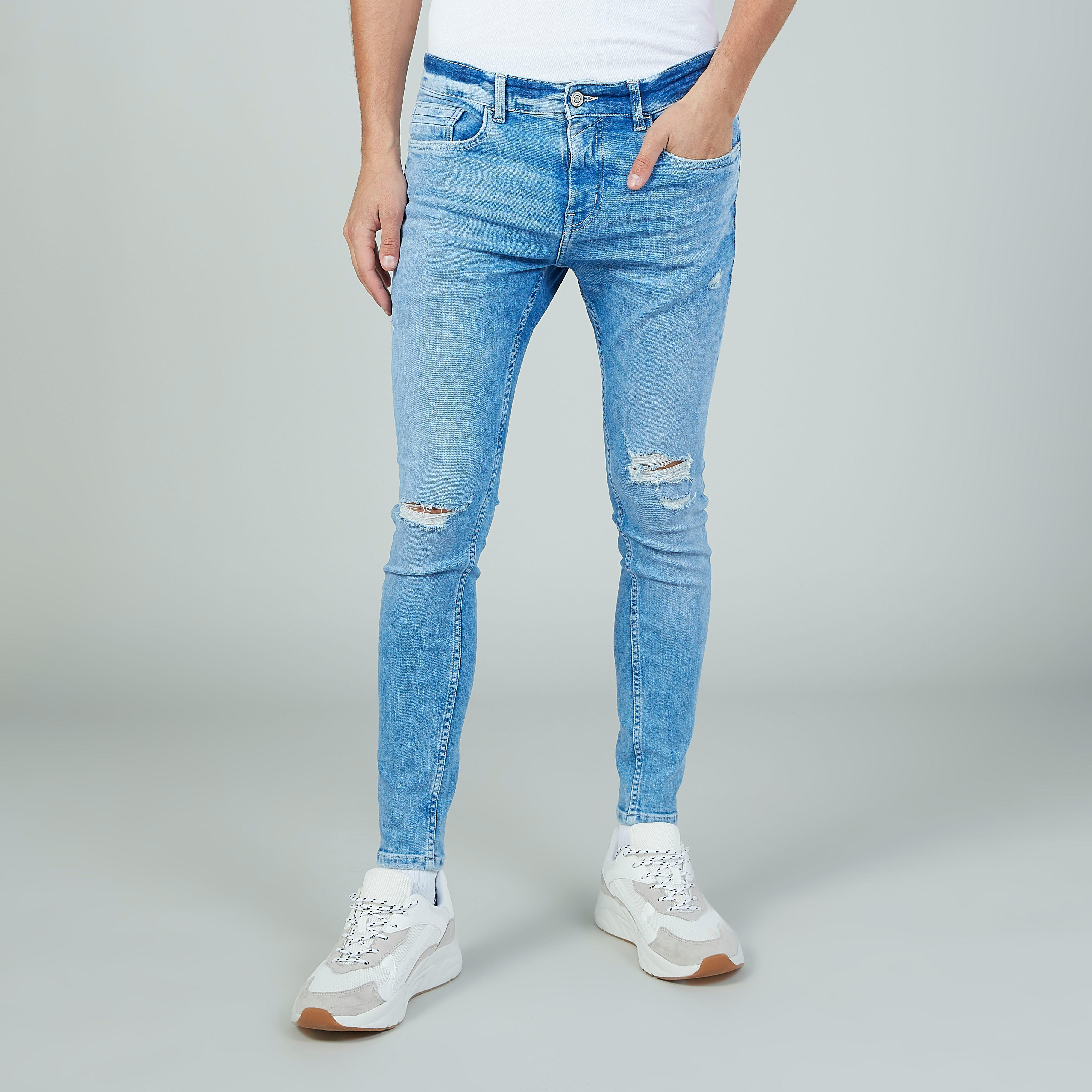 بنطلون جينز طويل ممزّق بجيوب وحلقات للحزام-men-clothing-bottoms-jeans-image-1
