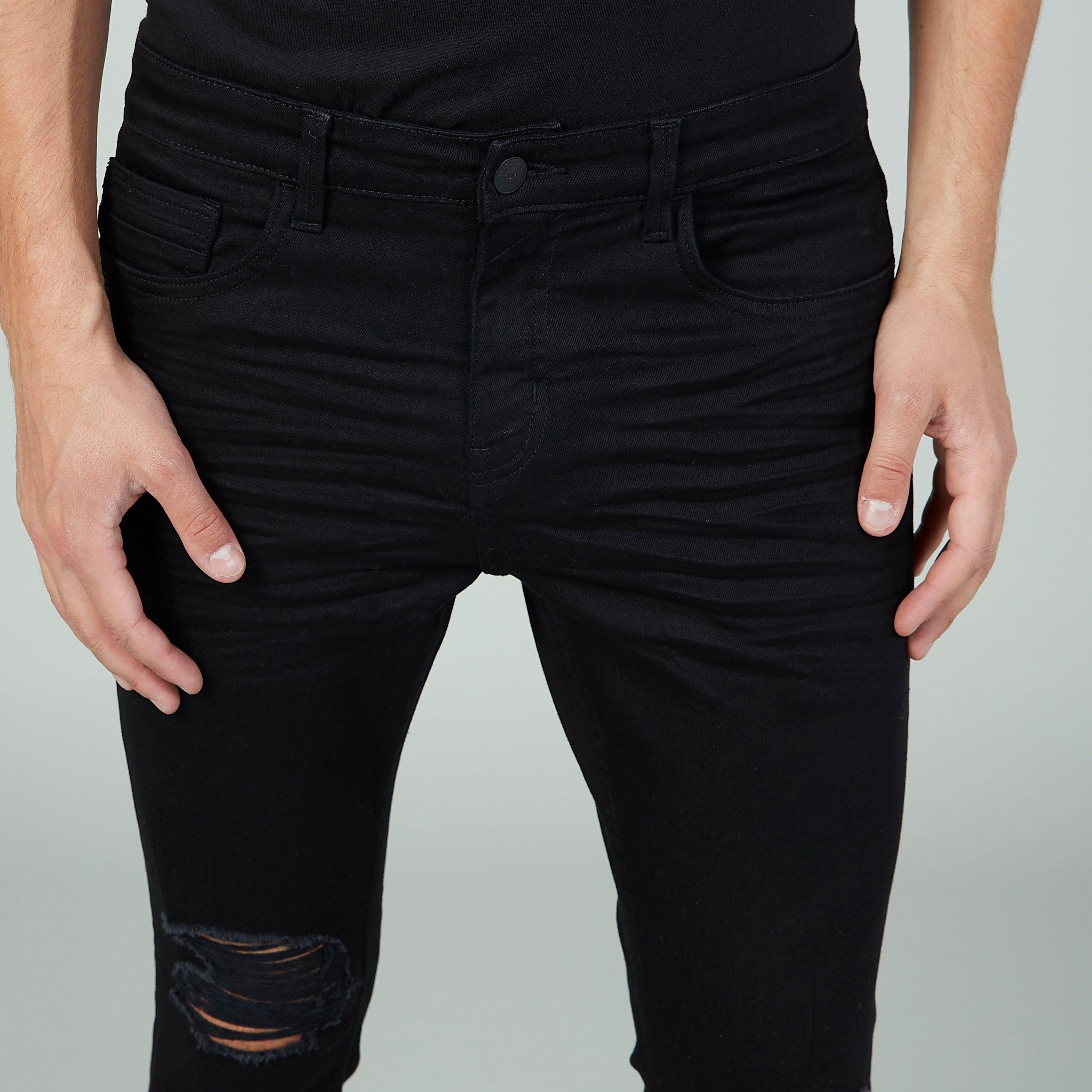 بنطلون جينز طويل ممزّق بجيوب وحلقات للحزام-men-clothing-bottoms-jeans-image-3