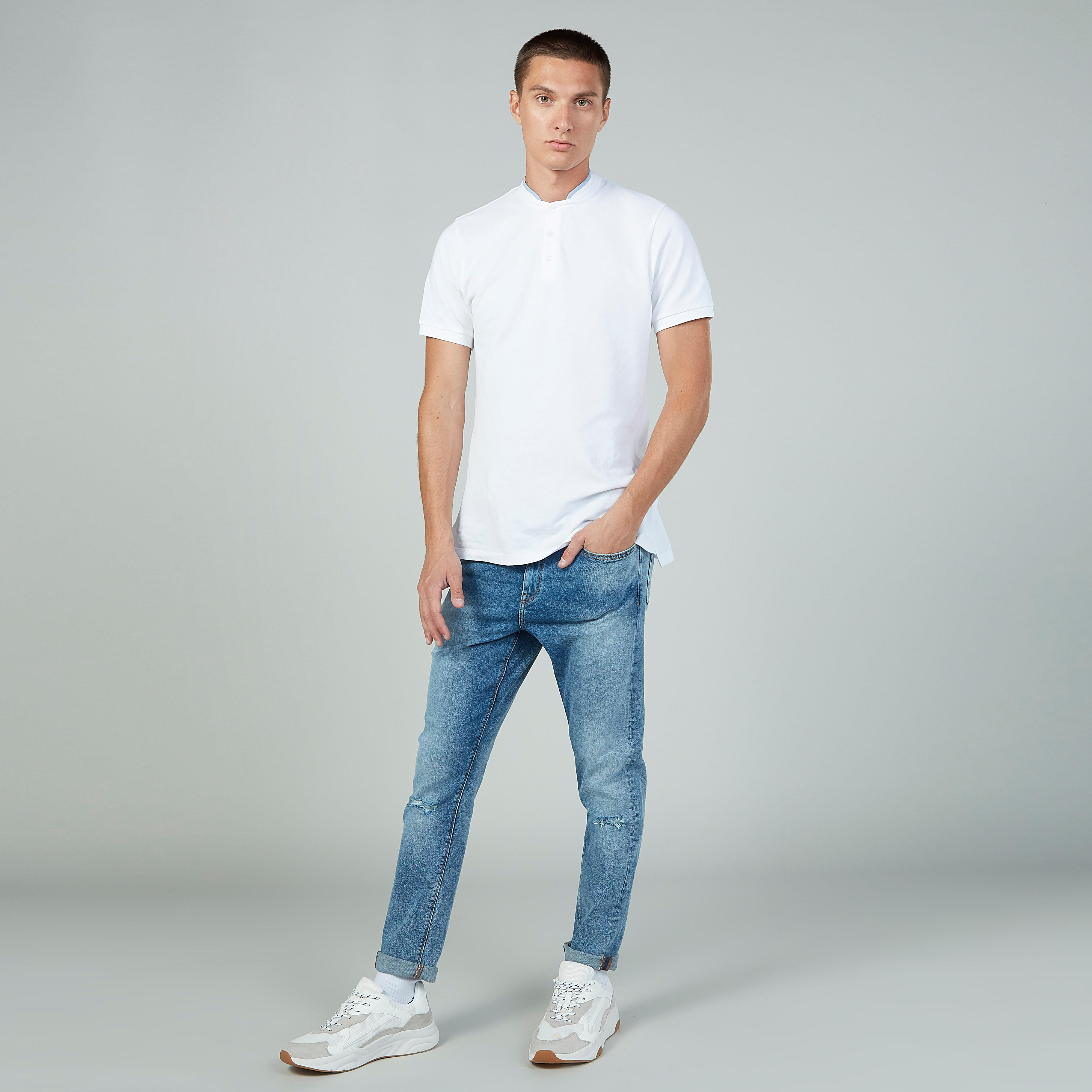 بنطلون جينز طويل بارز الملمس وجيوب وحلقات للحزام-men-clothing-bottoms-jeans-image-2