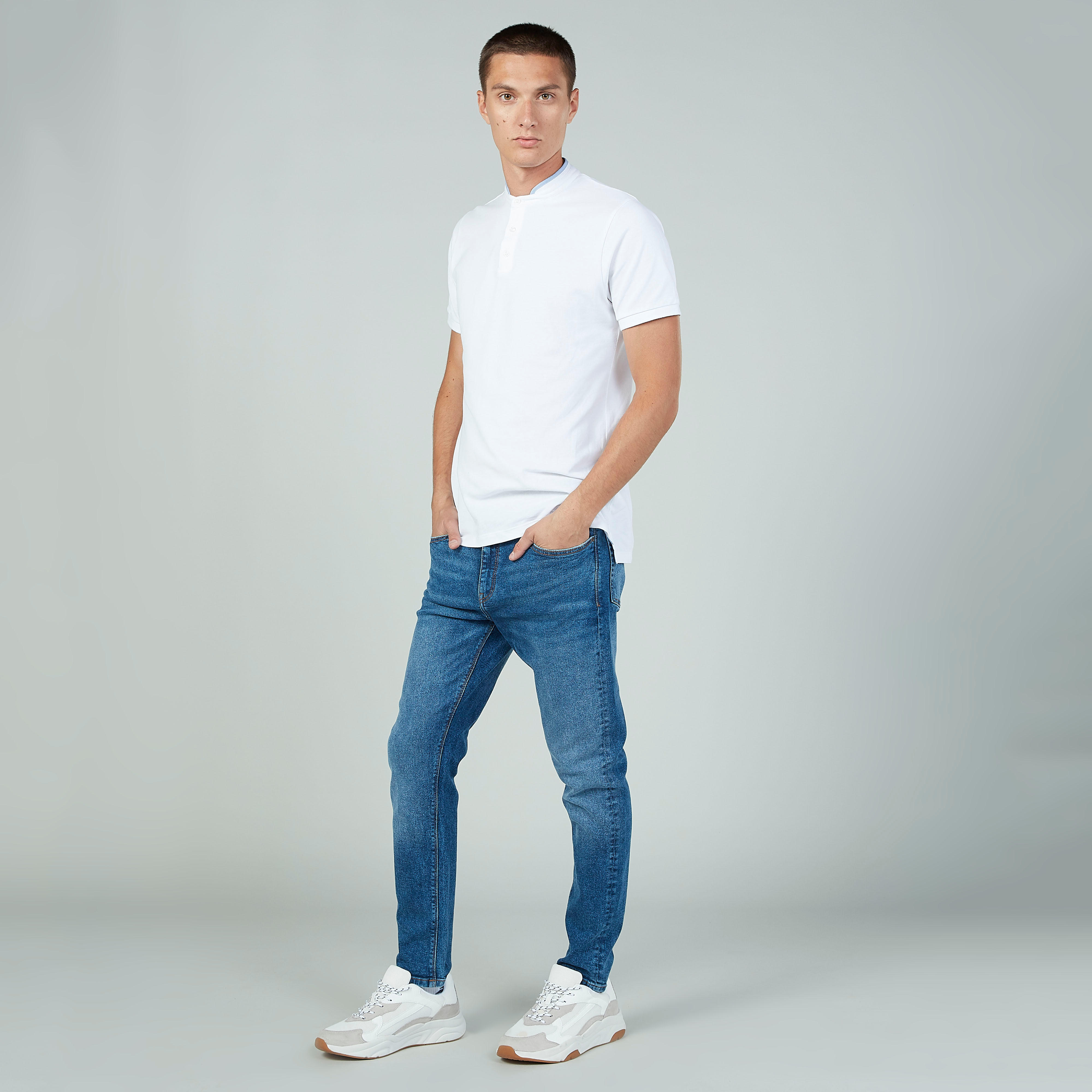 بنطلون جينز طويل بارز الملمس بجيوب وحلقات للحزام-men-clothing-bottoms-jeans-image-2