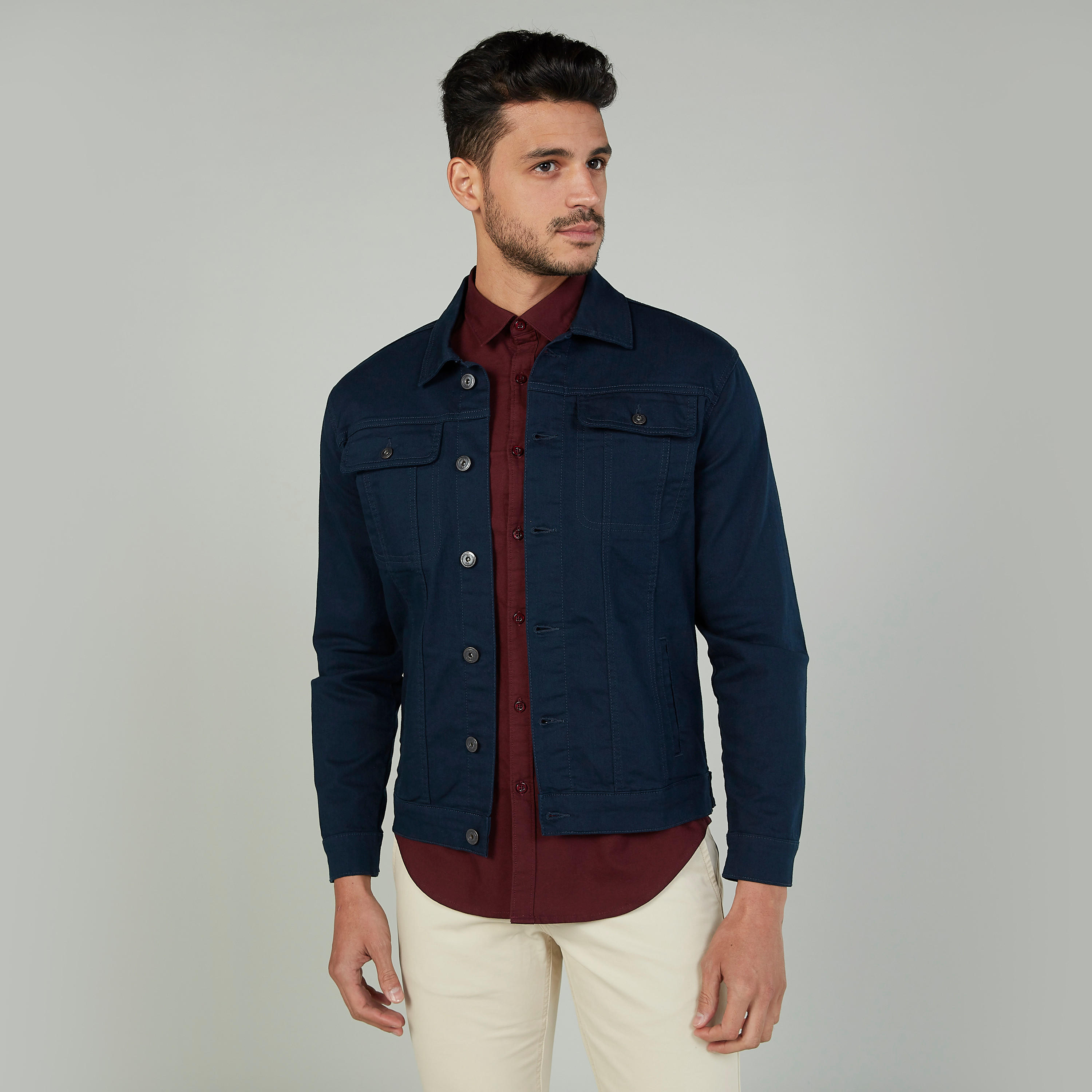 جاكيت دينم بارز الملمس بأكمام طويلة وجيوب بطيّة-men-clothing-jacketsandblazers-jackets-image-5
