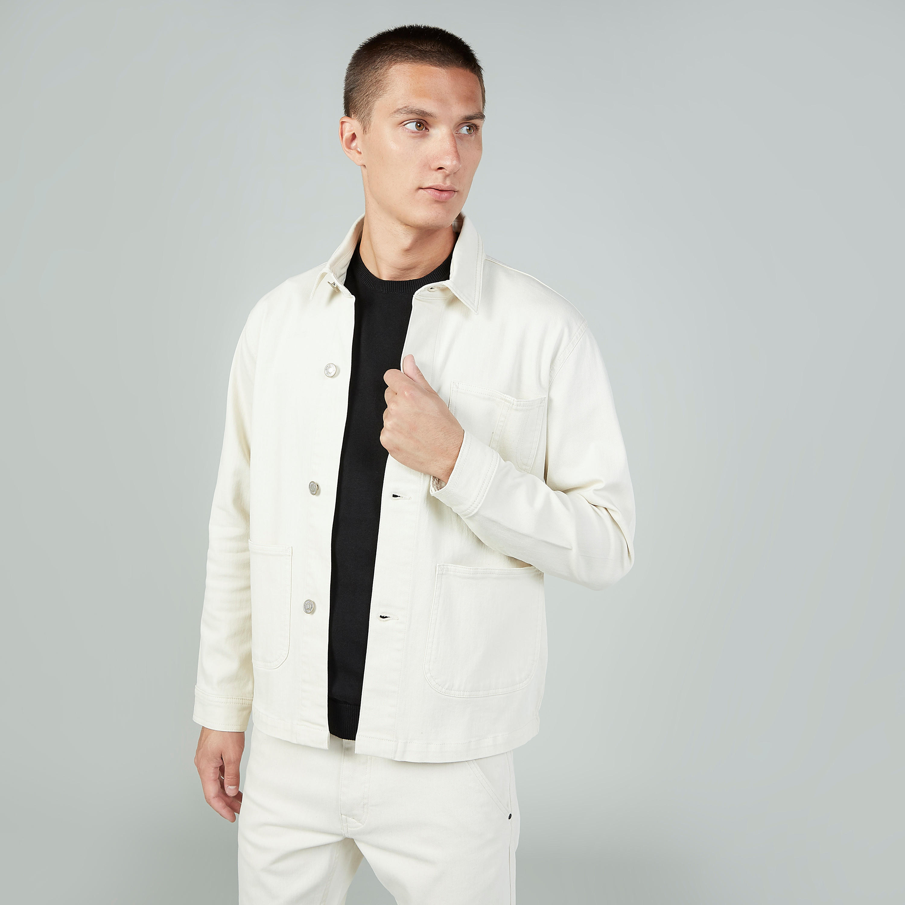 Textured Denim Jacket with Side Pockets-men-clothing-jacketsandblazers-jackets-image-1