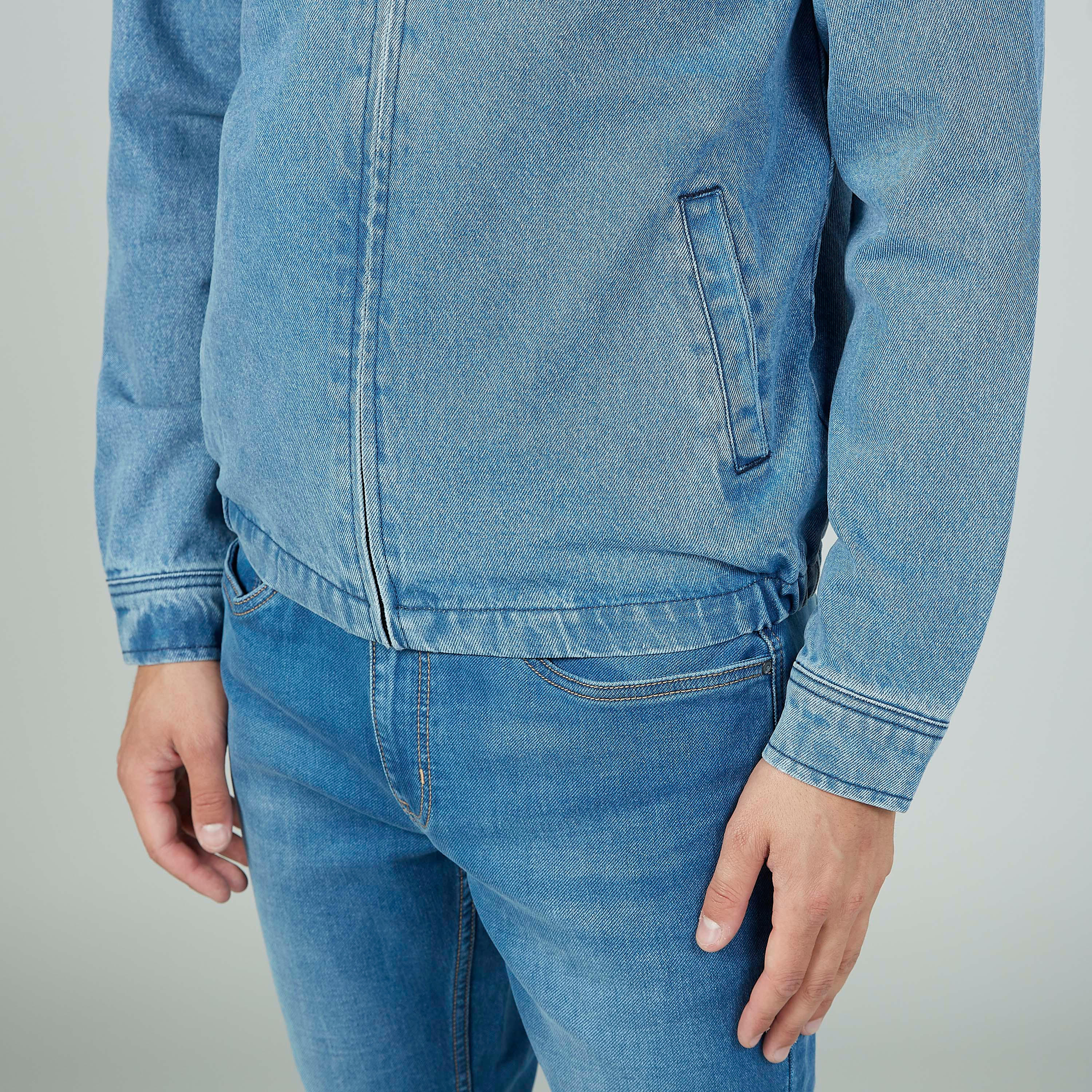 Denim Bomber Jacket wit Long Sleeves and Pocket Detail-men-clothing-jacketsandblazers-jackets-image-3