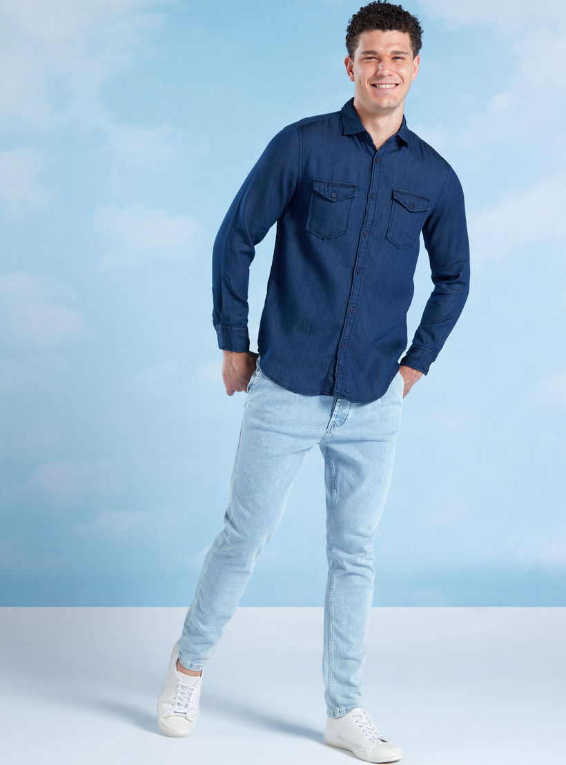 بنطلون جينز طويل بتفاصيل جيوب وحلقات للحزام-men-clothing-bottoms-jeans-image-2