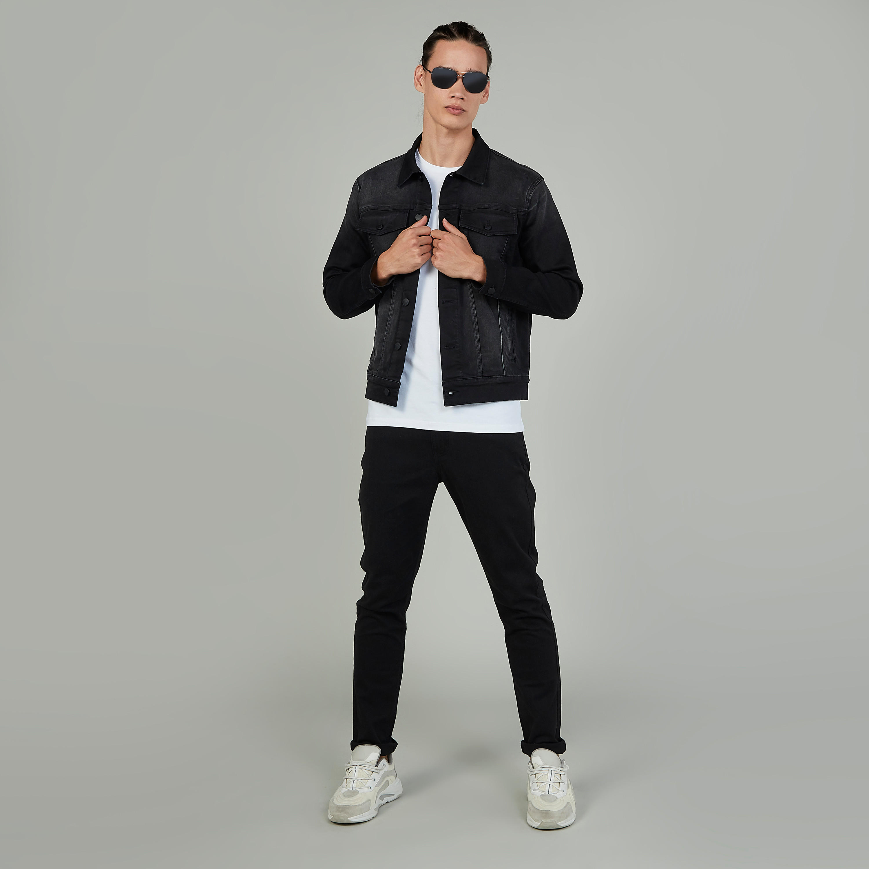 Denim Jacket with Long Sleeves and Flap Pockets-men-clothing-jacketsandblazers-jackets-image-2