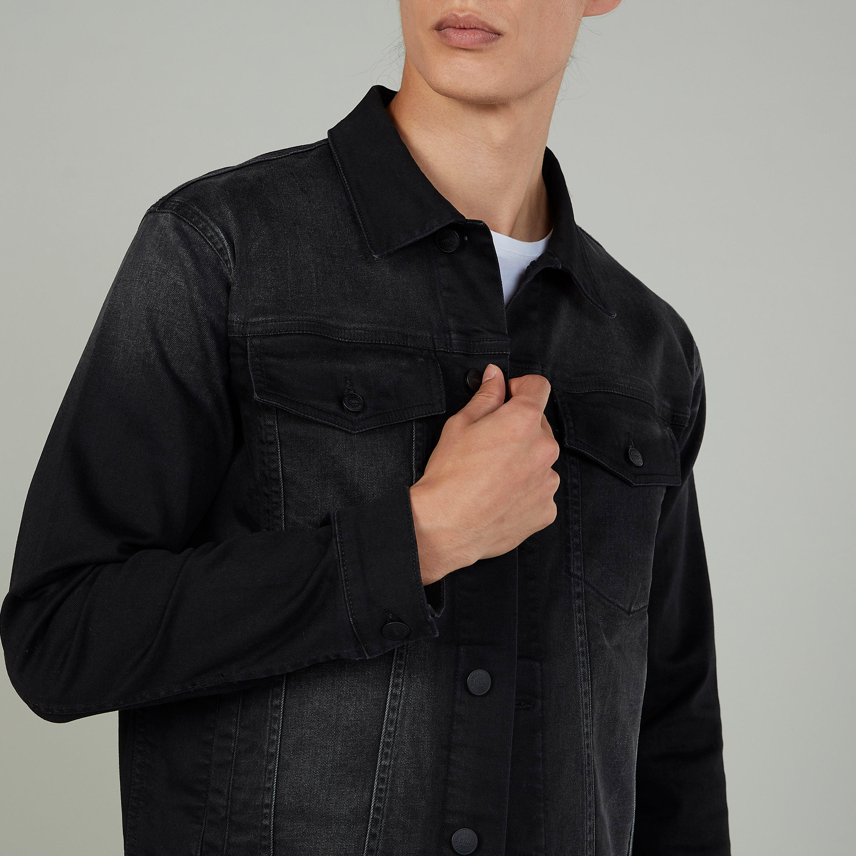 Denim Jacket with Long Sleeves and Flap Pockets-men-clothing-jacketsandblazers-jackets-image-3