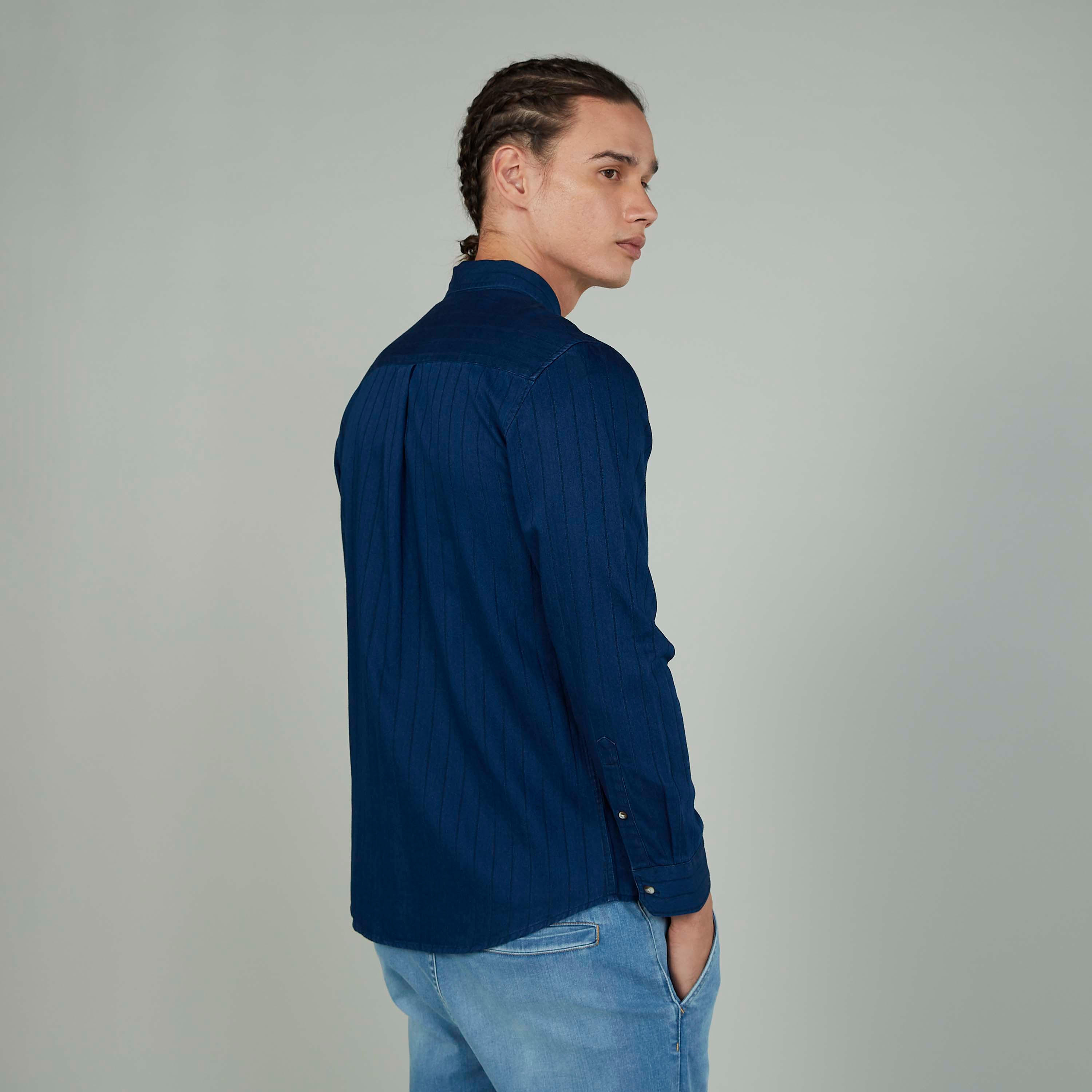 قميص سليم مخطط بأكمام طويلة وياقة عادية-men-clothing-shirts-image-4