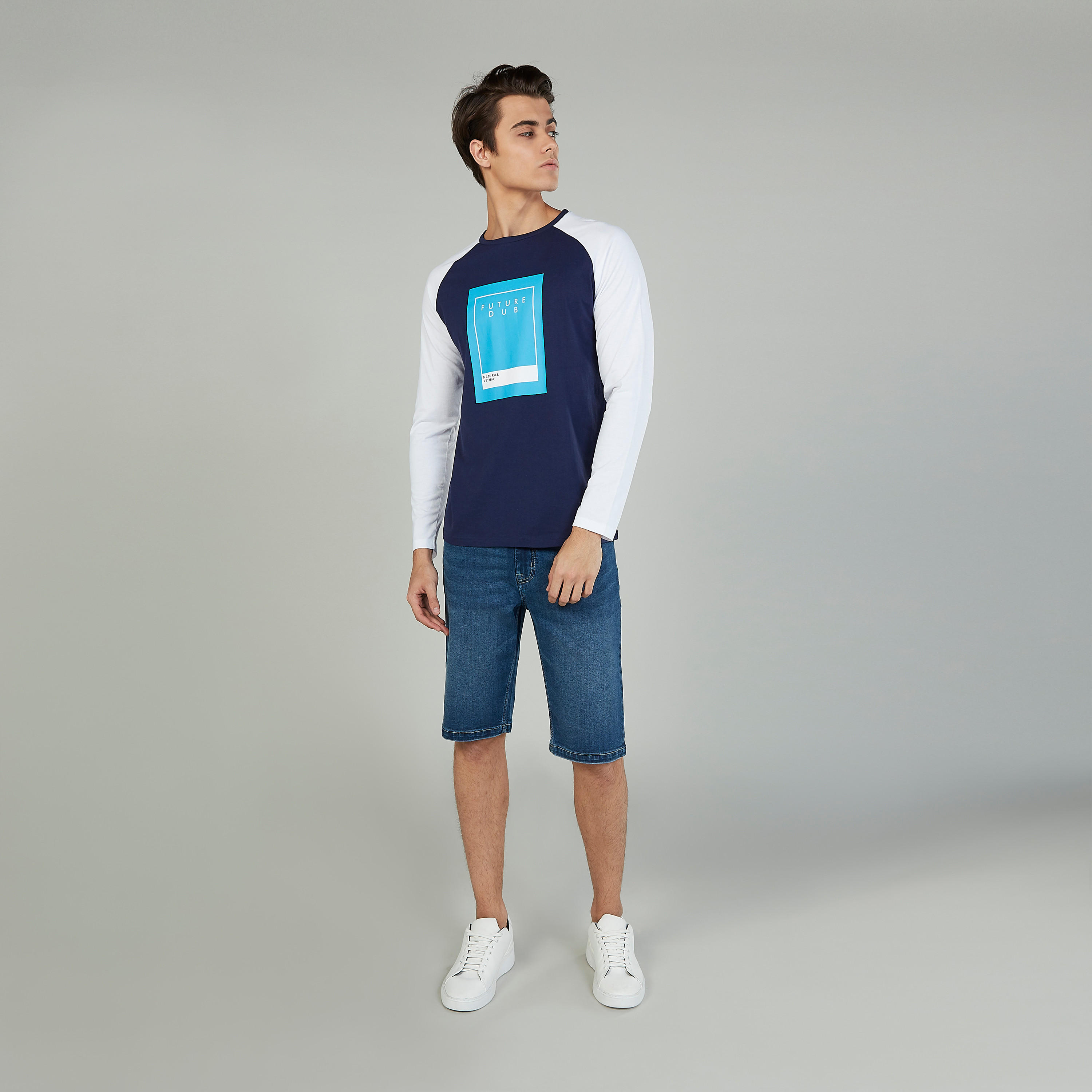 Plain Denim Shorts with Pocket Detail and Belt Loops-men-clothing-bottoms-shorts-image-2