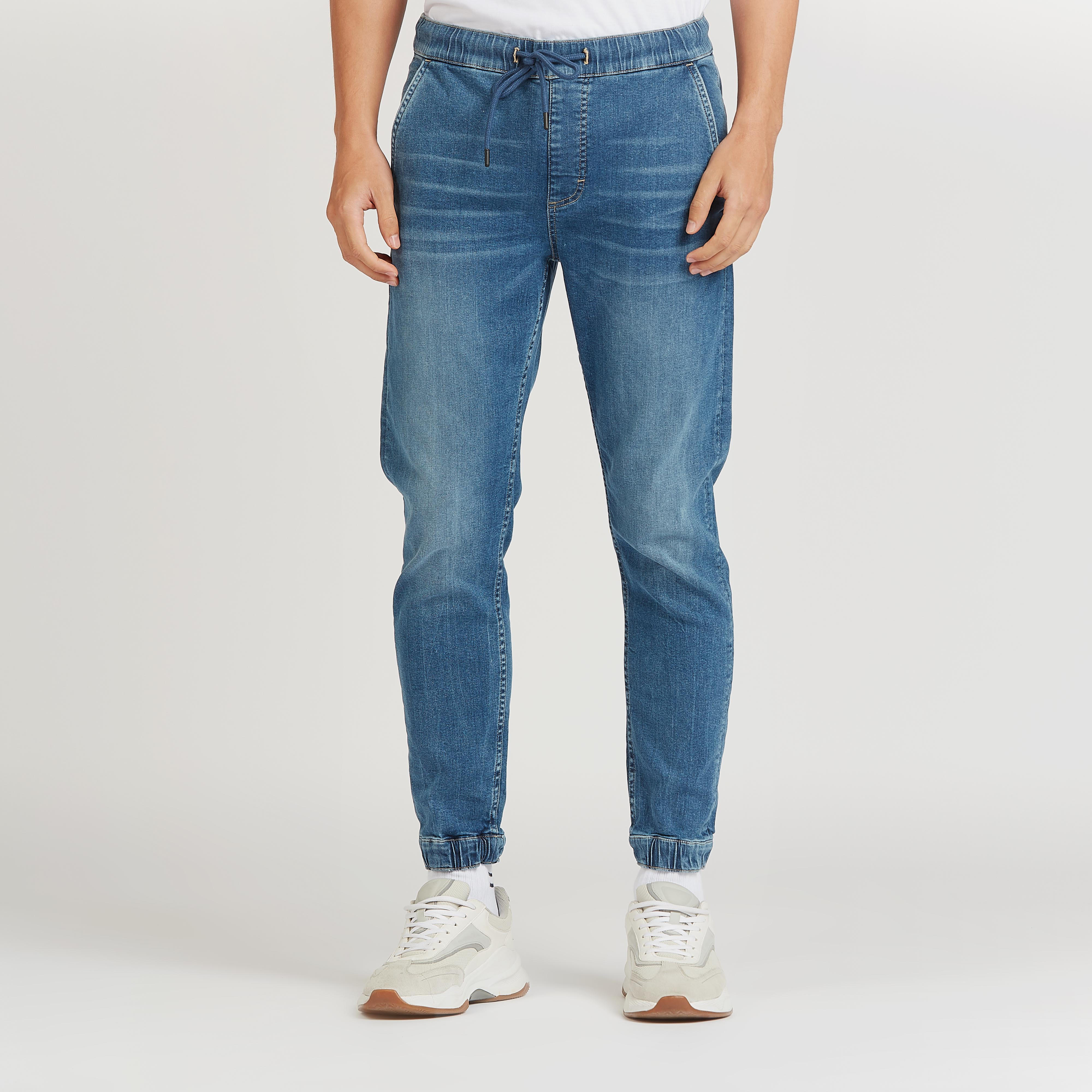 بنطلون جينز بقصة ضيقة دنيم طويل بجيوب ورباط-men-clothing-bottoms-joggers-image-1