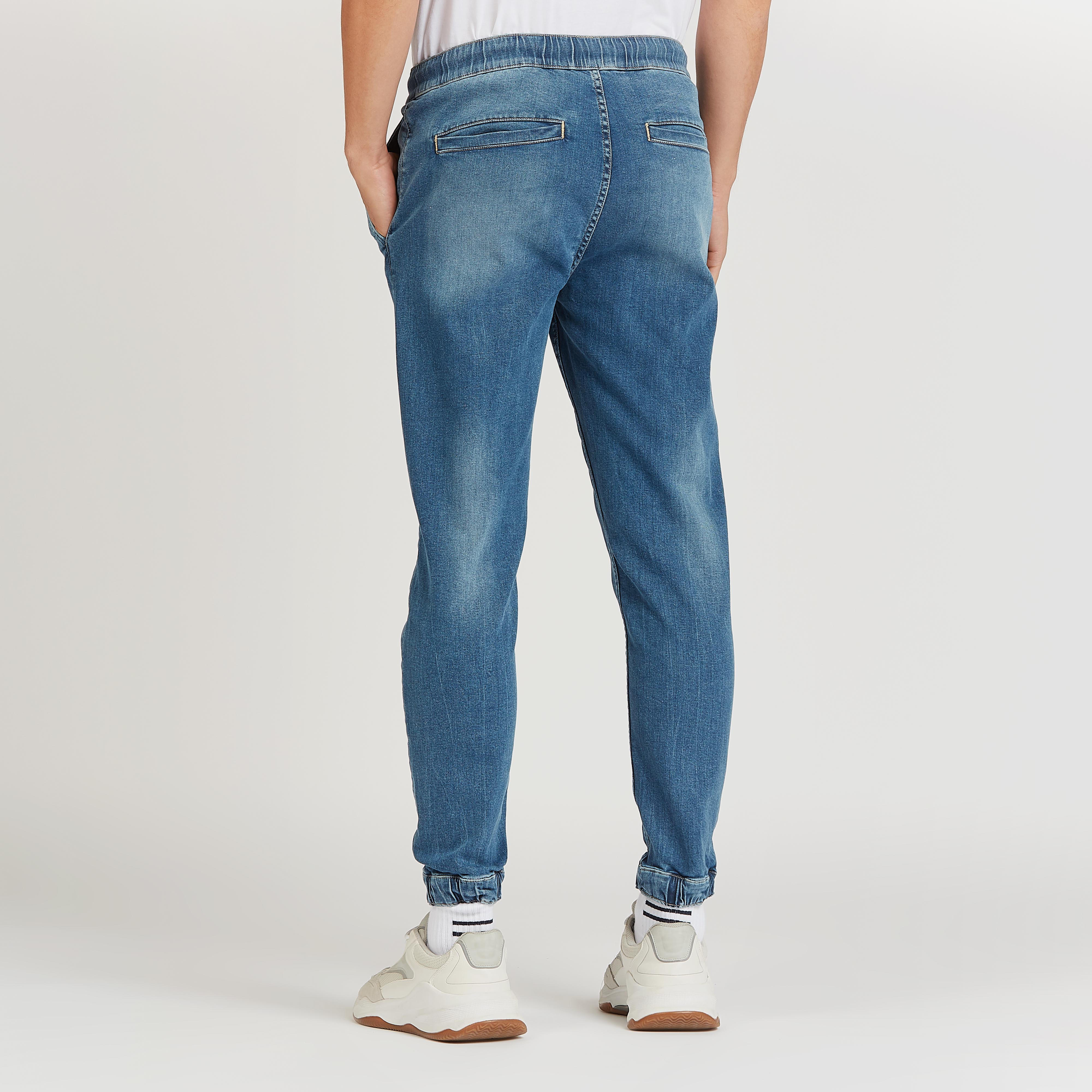 بنطلون جينز بقصة ضيقة دنيم طويل بجيوب ورباط-men-clothing-bottoms-joggers-image-4