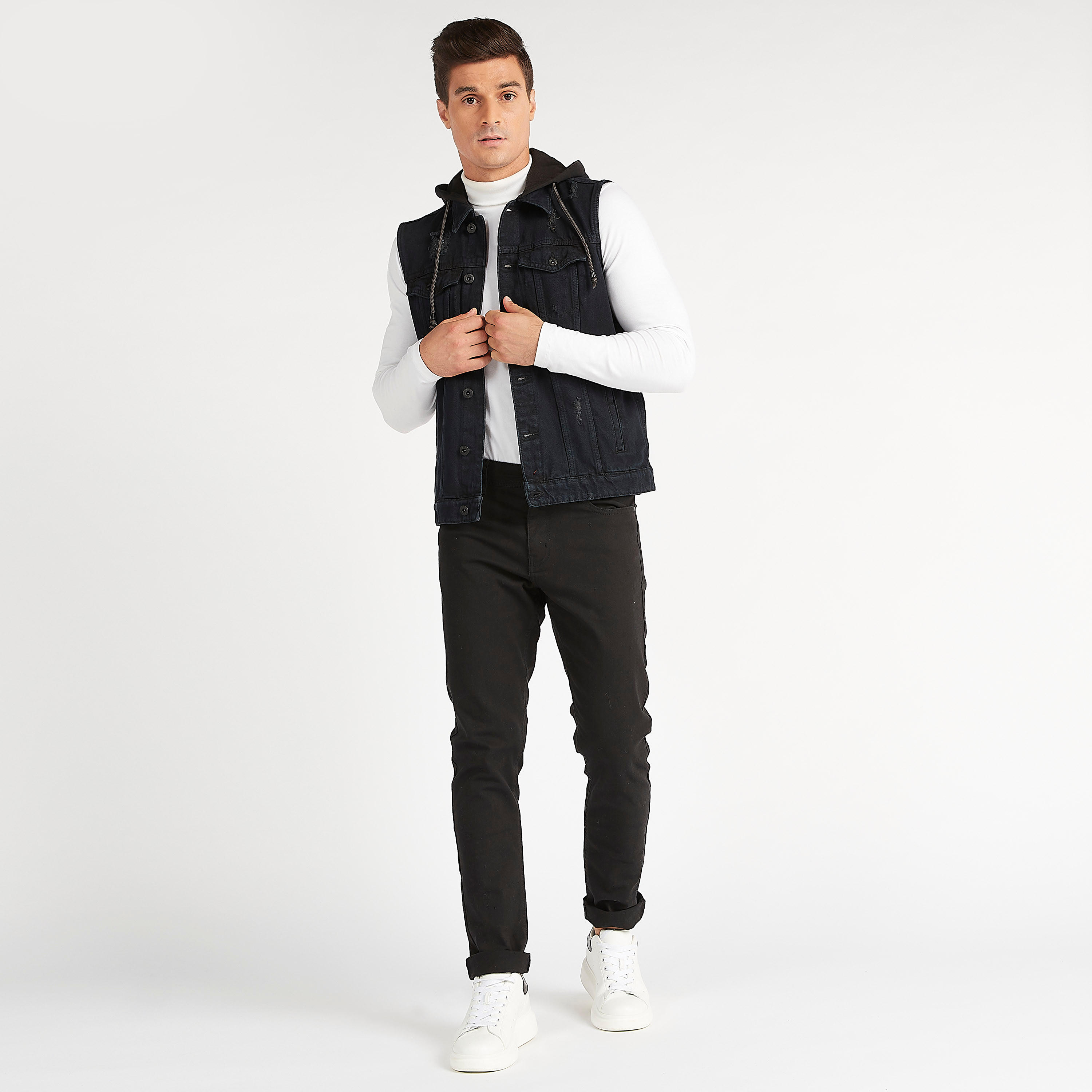 Solid Denim Gilet with Flap Pockets and Hood-men-clothing-jacketsandblazers-jackets-image-2