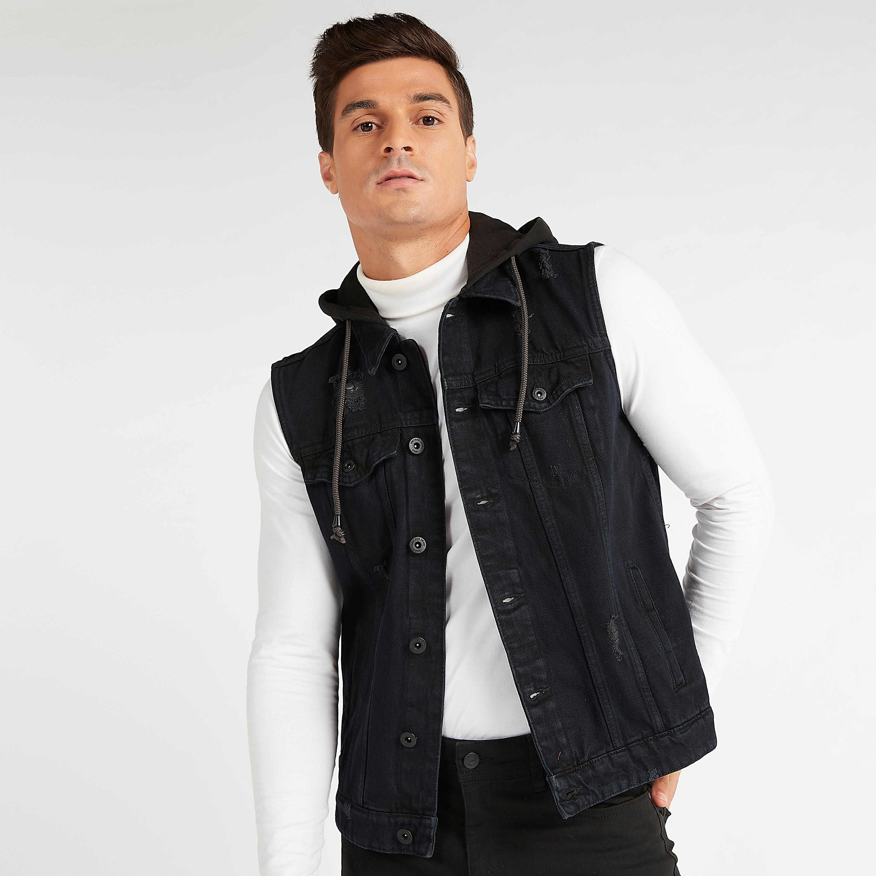 Solid Denim Gilet with Flap Pockets and Hood-men-clothing-jacketsandblazers-jackets-image-3