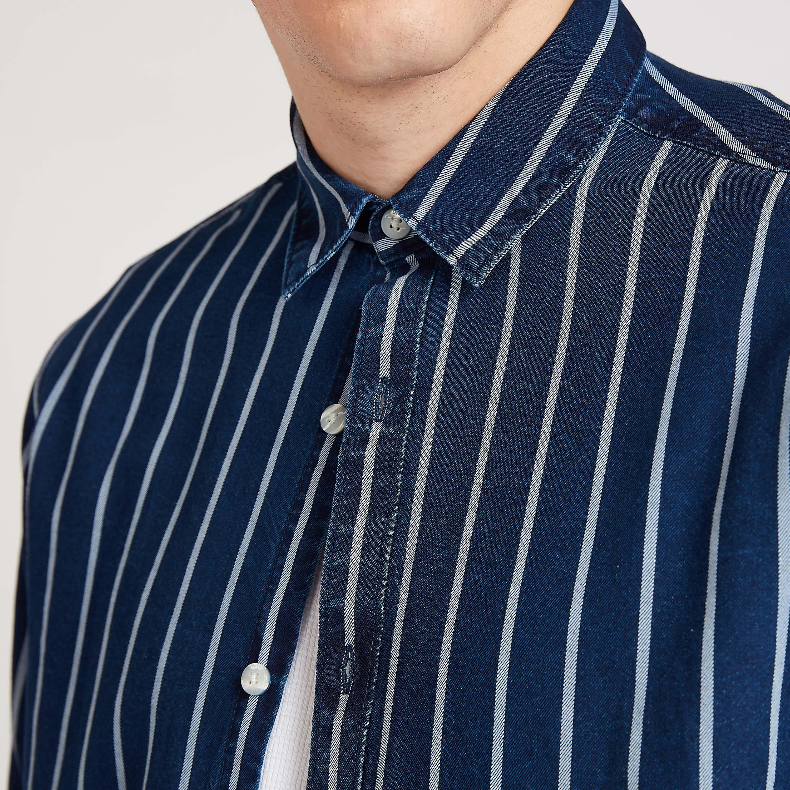 قميص مستدام سليم مخطط بياقة عاديّة وأكمام طويلة-men-clothing-shirts-image-3