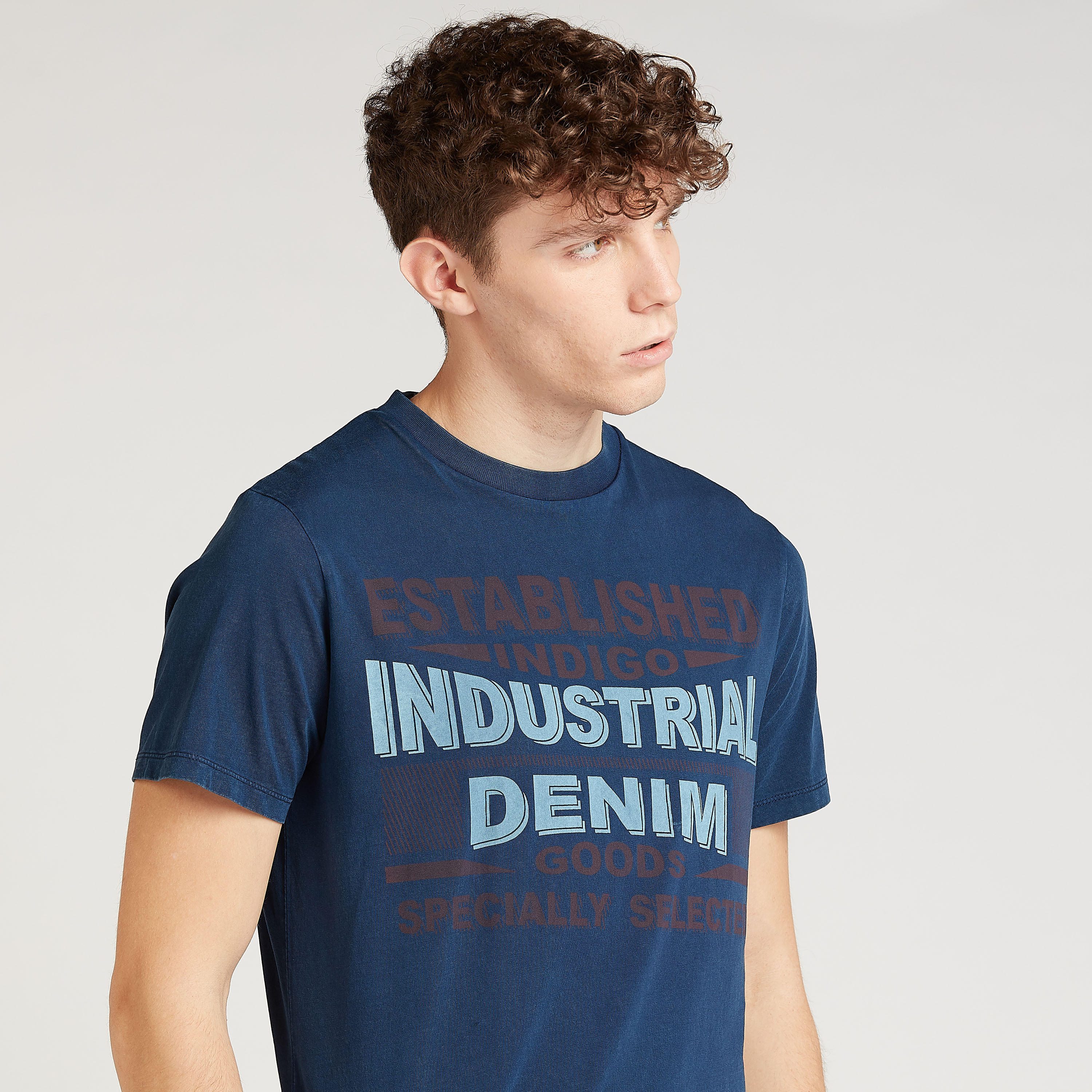 Typographic Print T-shirt with Crew Neck and Short Sleeves-men-clothing-tshirtsandpolos-tshirts-image-3