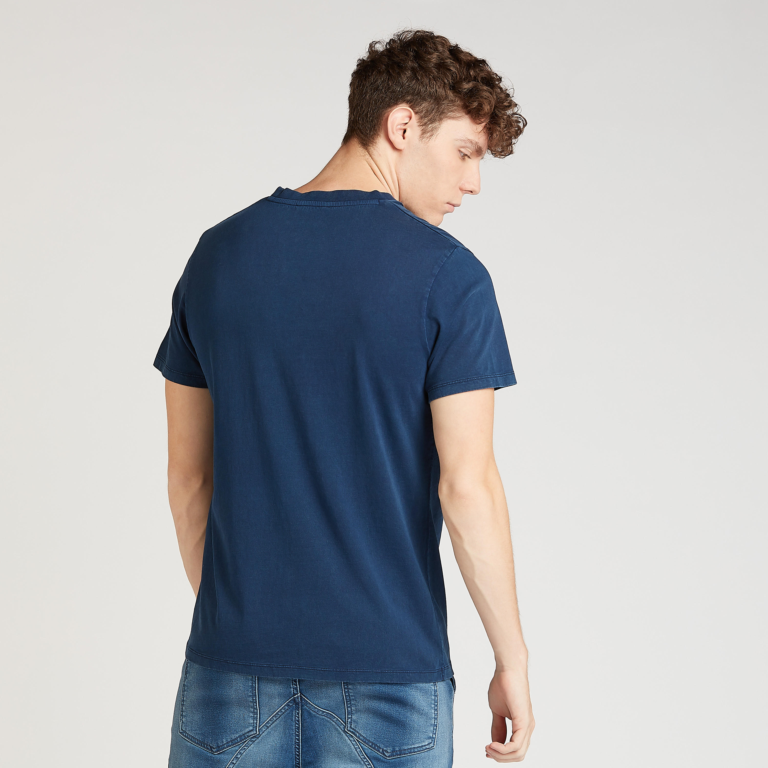 Typographic Print T-shirt with Crew Neck and Short Sleeves-men-clothing-tshirtsandpolos-tshirts-image-4