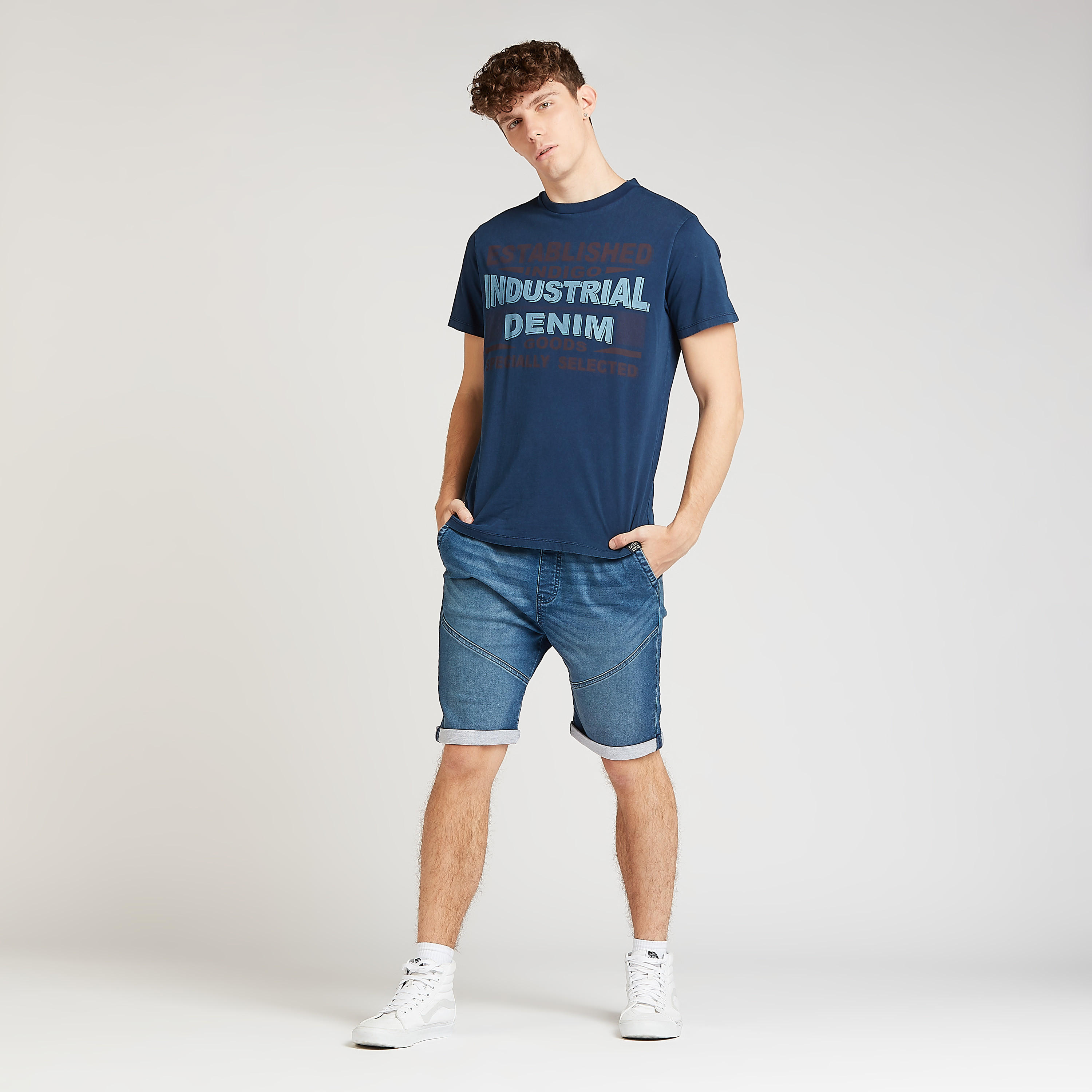 Typographic Print T-shirt with Crew Neck and Short Sleeves-men-clothing-tshirtsandpolos-tshirts-image-5