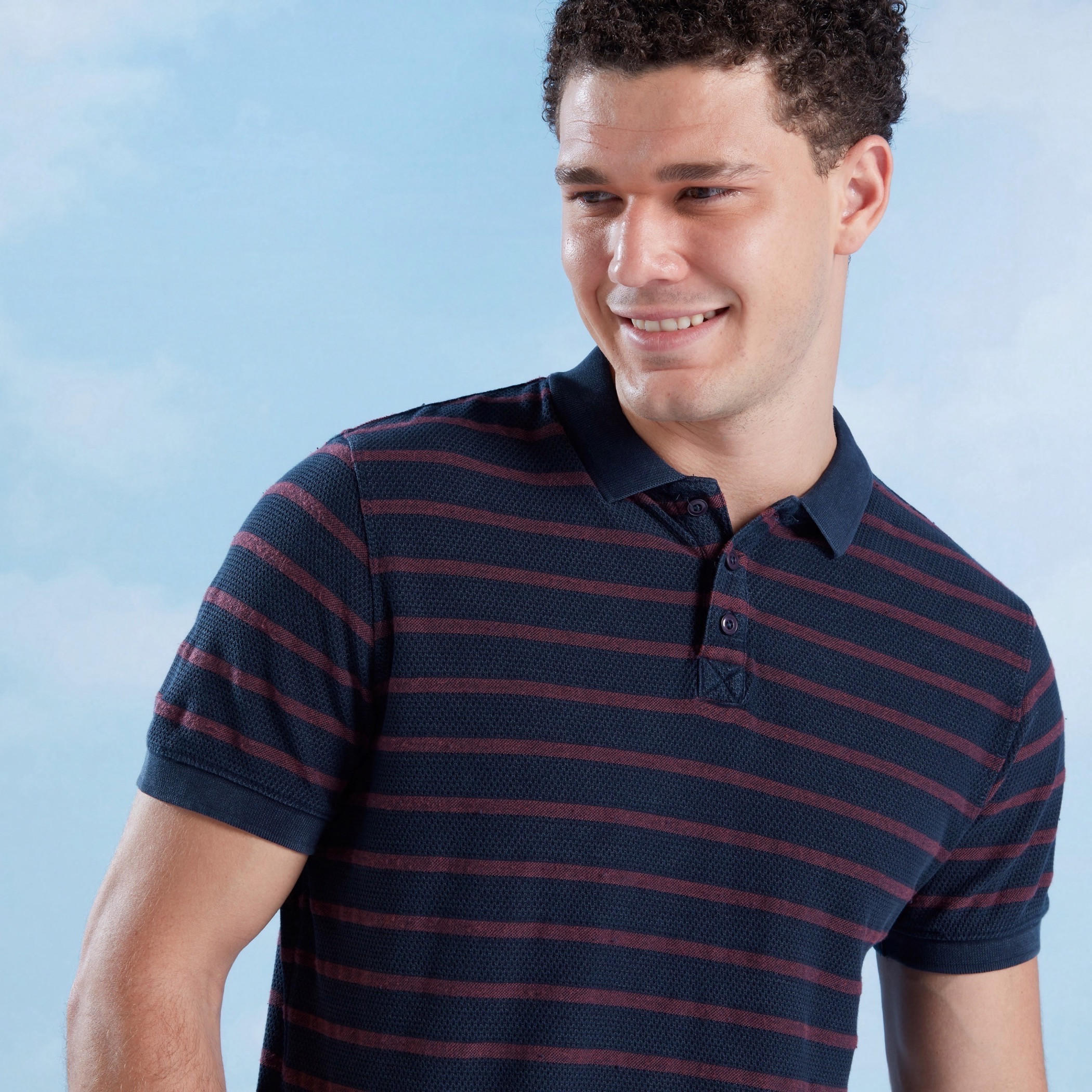 تيشيرت بولو سليم فيت مخطّط بأكمام قصيرة-men-clothing-tshirtsandpolos-polos-image-1