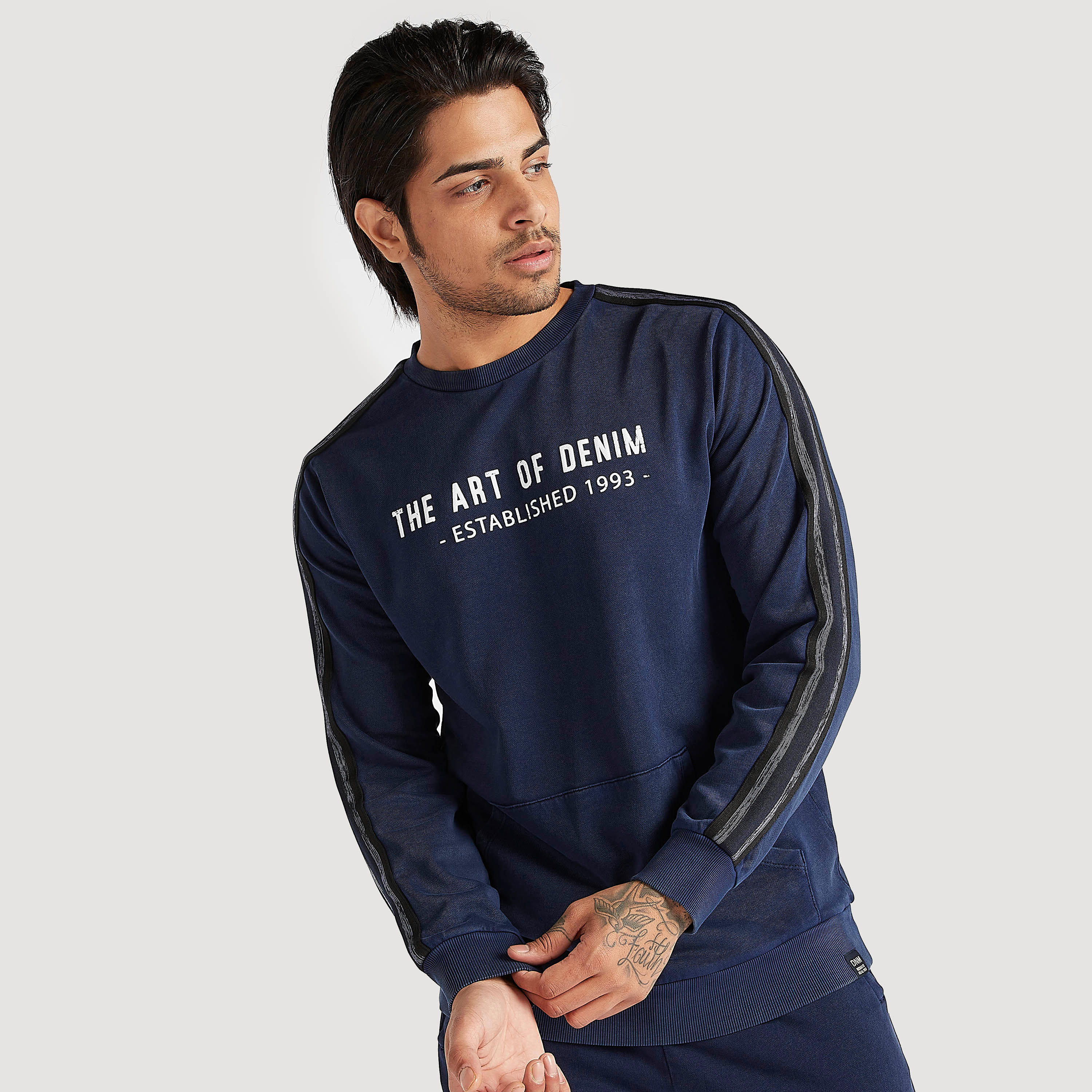 Slogan Print Crew Neck Sweatshirt with Long Sleeves-men-winterwear-hoodiesandsweatshirts-image-1