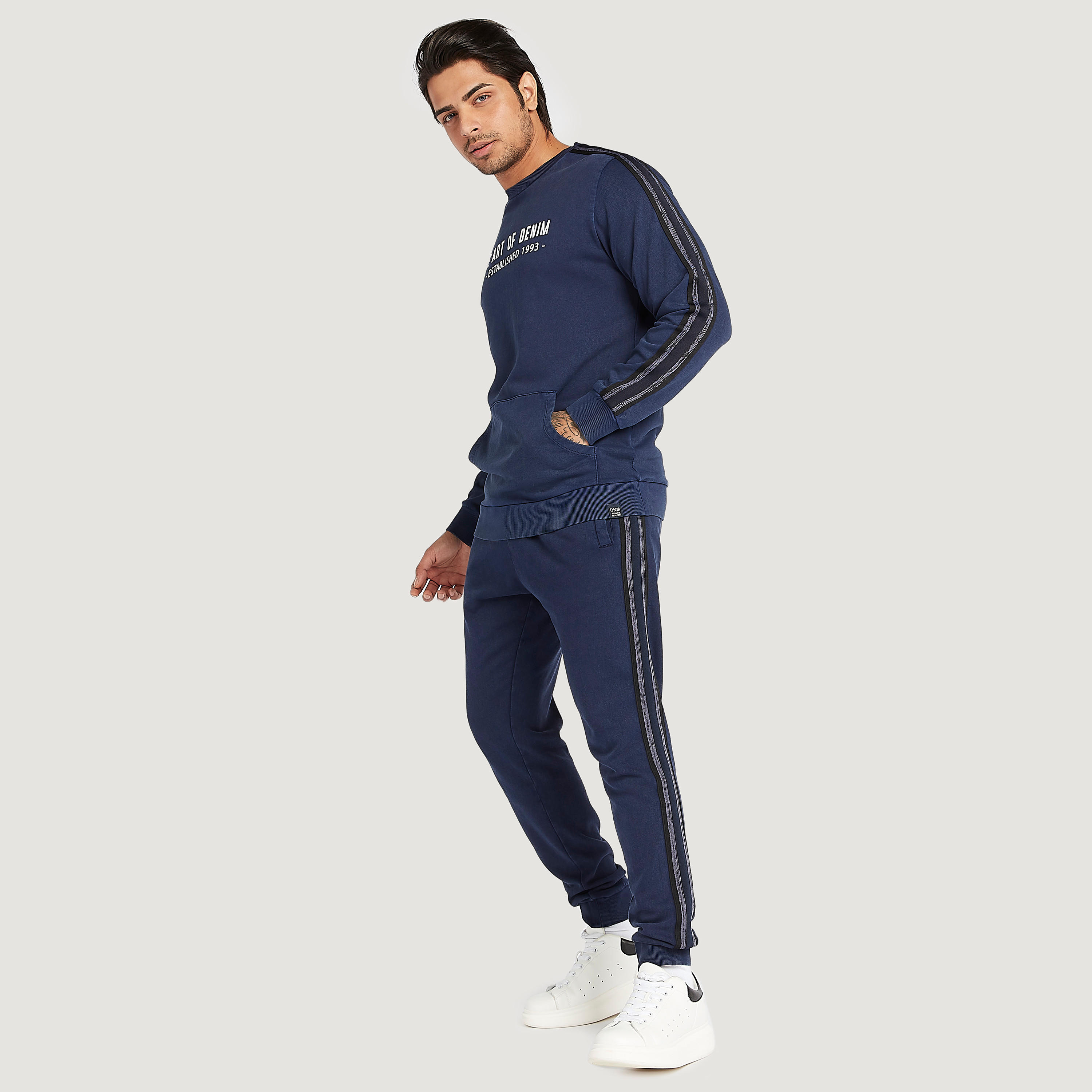 Tape Detailed Joggers with Drawstring Closure and Pockets-men-clothing-bottoms-joggers-image-2