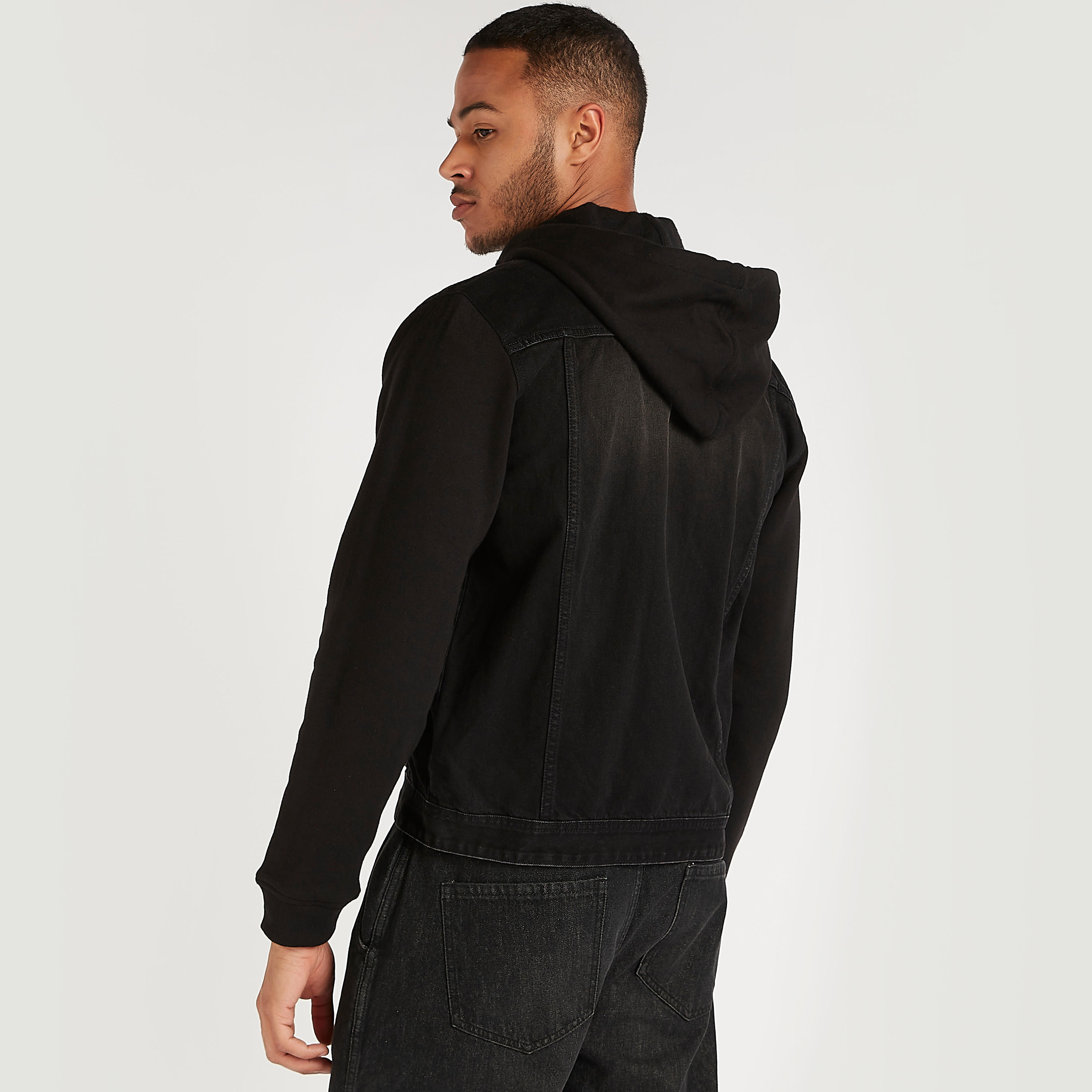 Solid Zip Through Trucker Jacket with Hood and Long Sleeves-men-clothing-jacketsandblazers-jackets-image-4