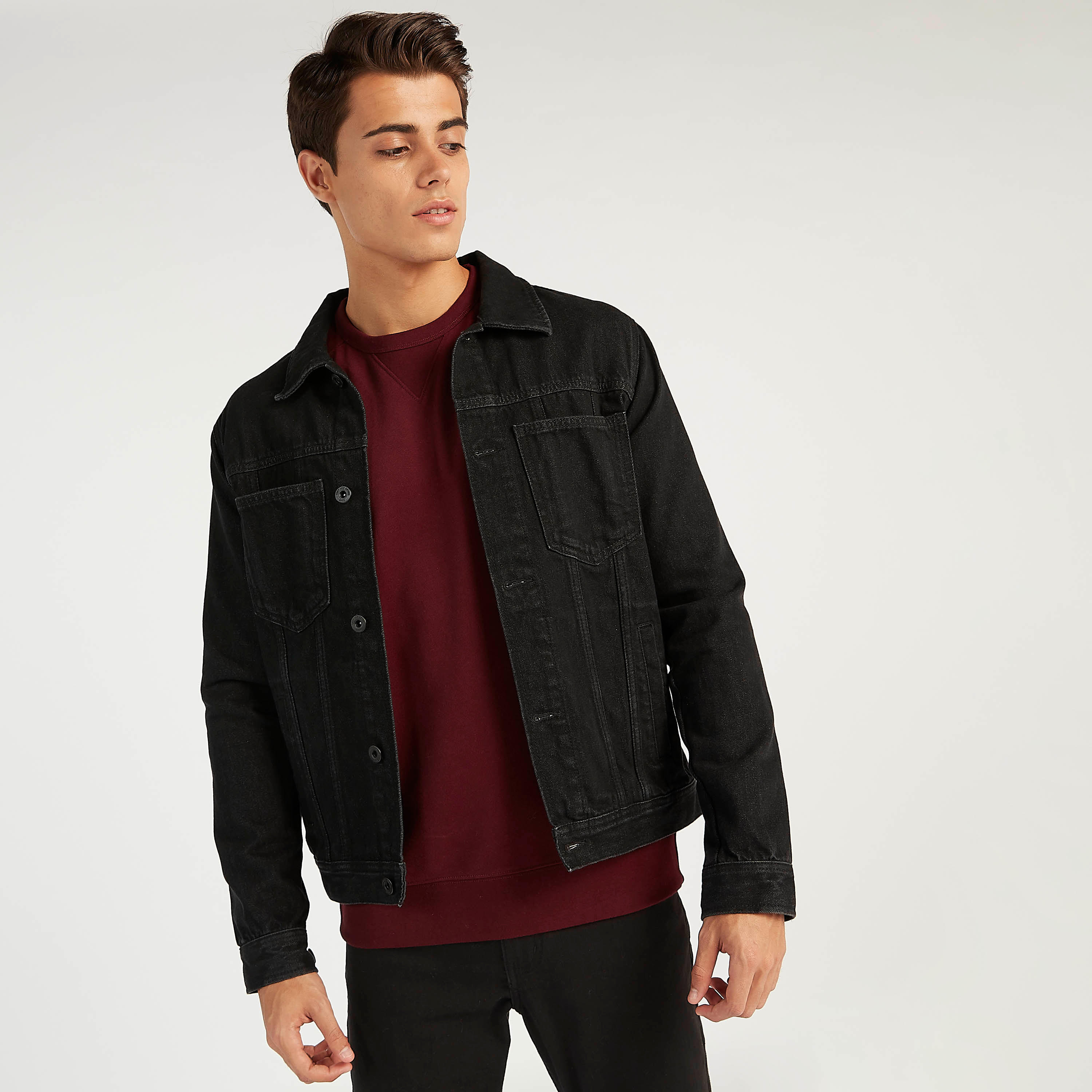 Sustainable Oversized Denim Jacket with Button Closure-men-clothing-jacketsandblazers-jackets-image-1