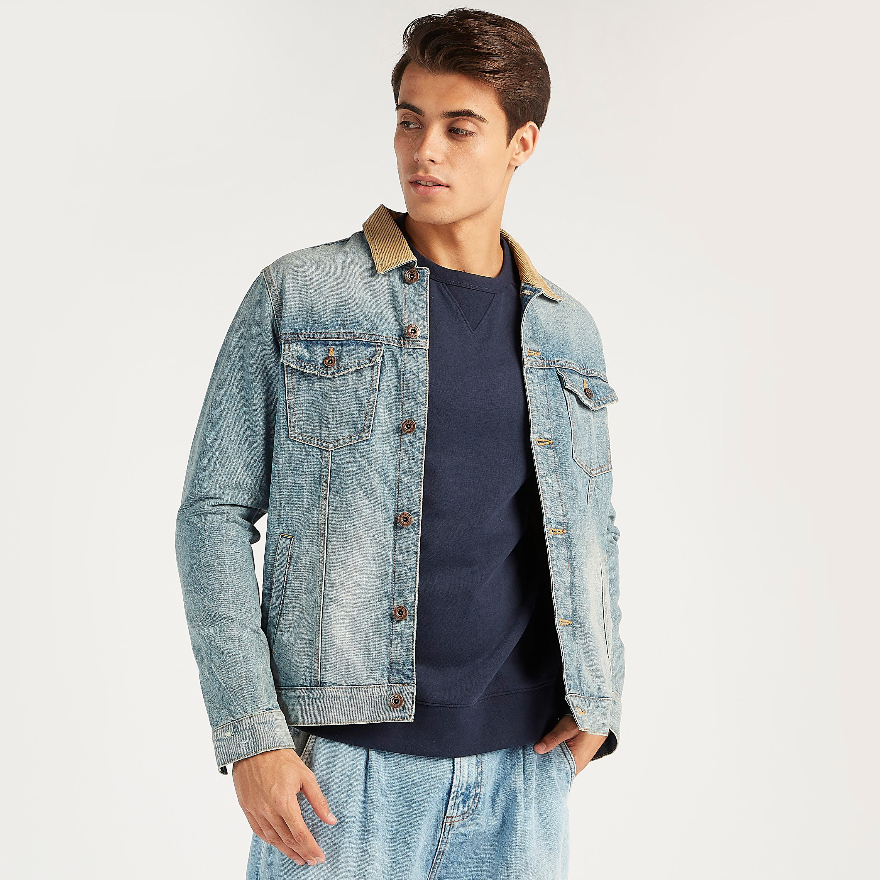 Sustainable Denim Jacket with Flap Pockets and Button Closure-men-clothing-jacketsandblazers-jackets-image-1