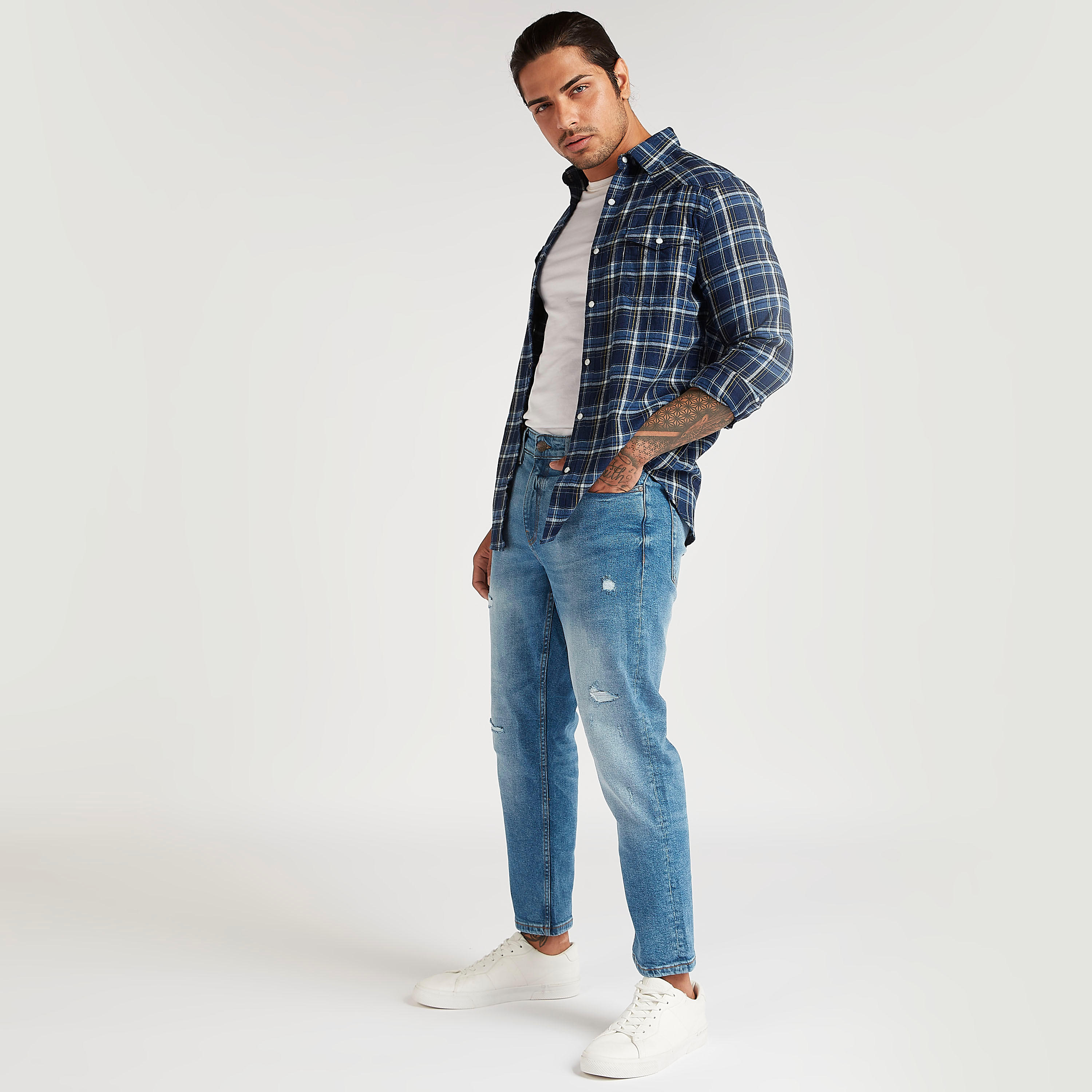 قميص كاروهات بجيوب وأكمام طويلة-men-clothing-shirts-image-2