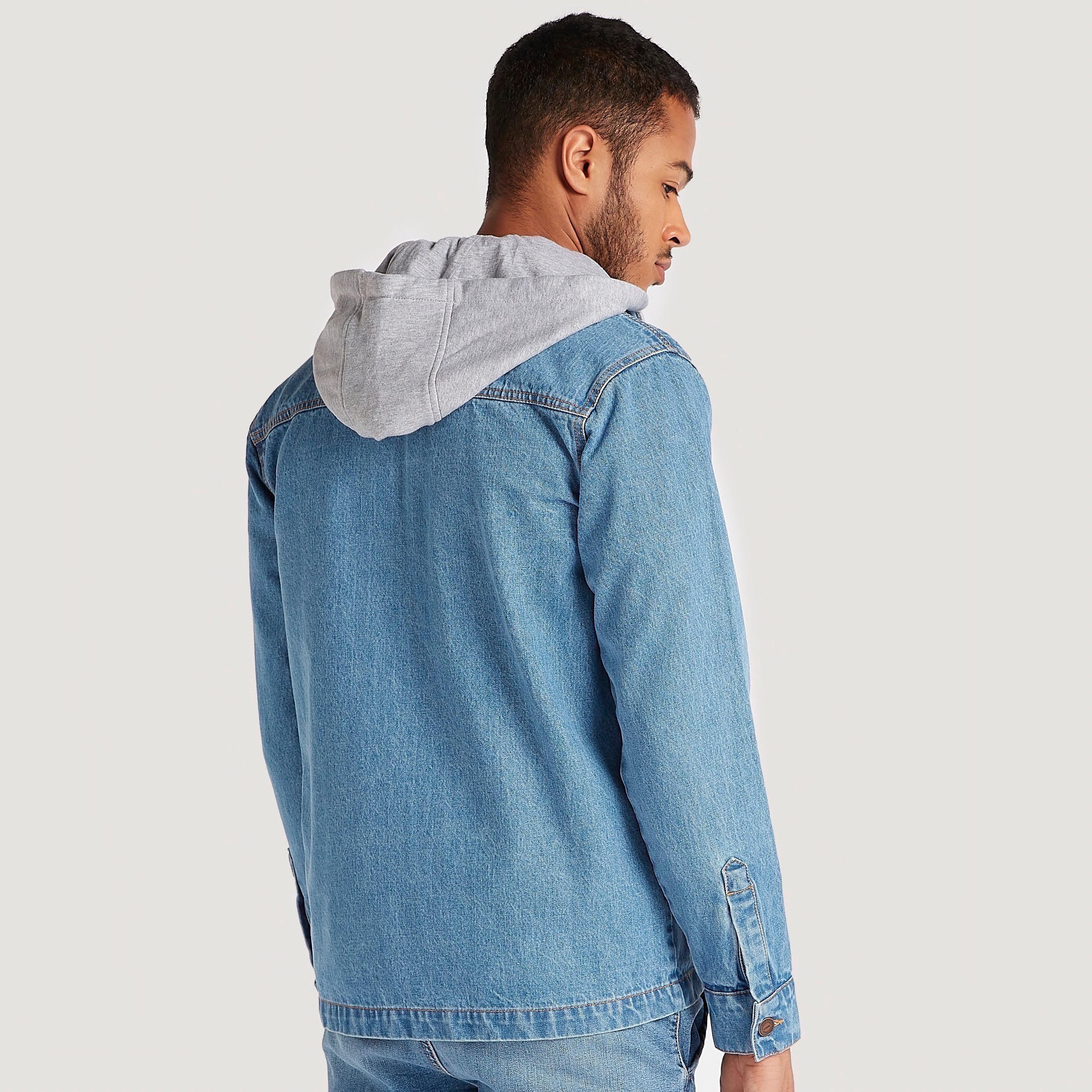 Solid Denim Hooded Jacket with Long Sleeves and Flap Pockets-men-clothing-jacketsandblazers-jackets-image-4