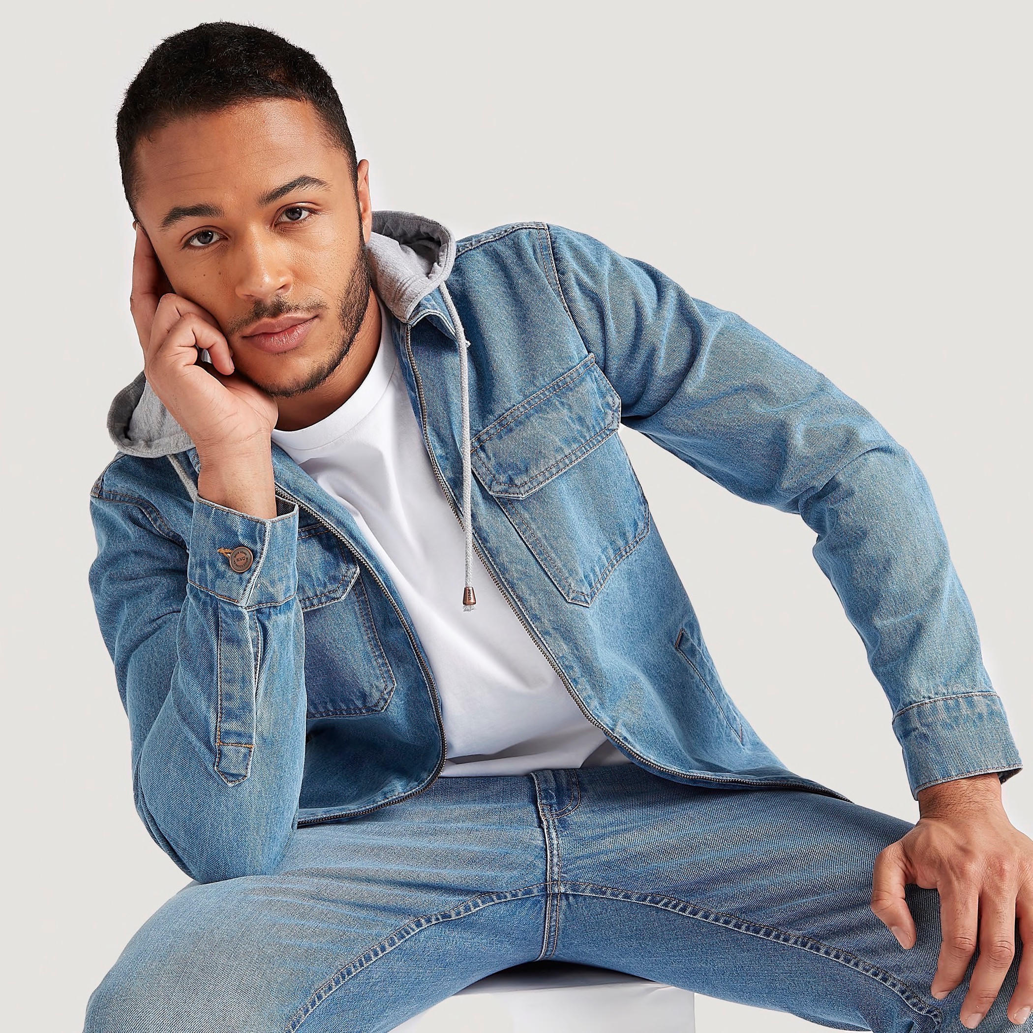 Solid Denim Hooded Jacket with Long Sleeves and Flap Pockets-men-clothing-jacketsandblazers-jackets-image-5