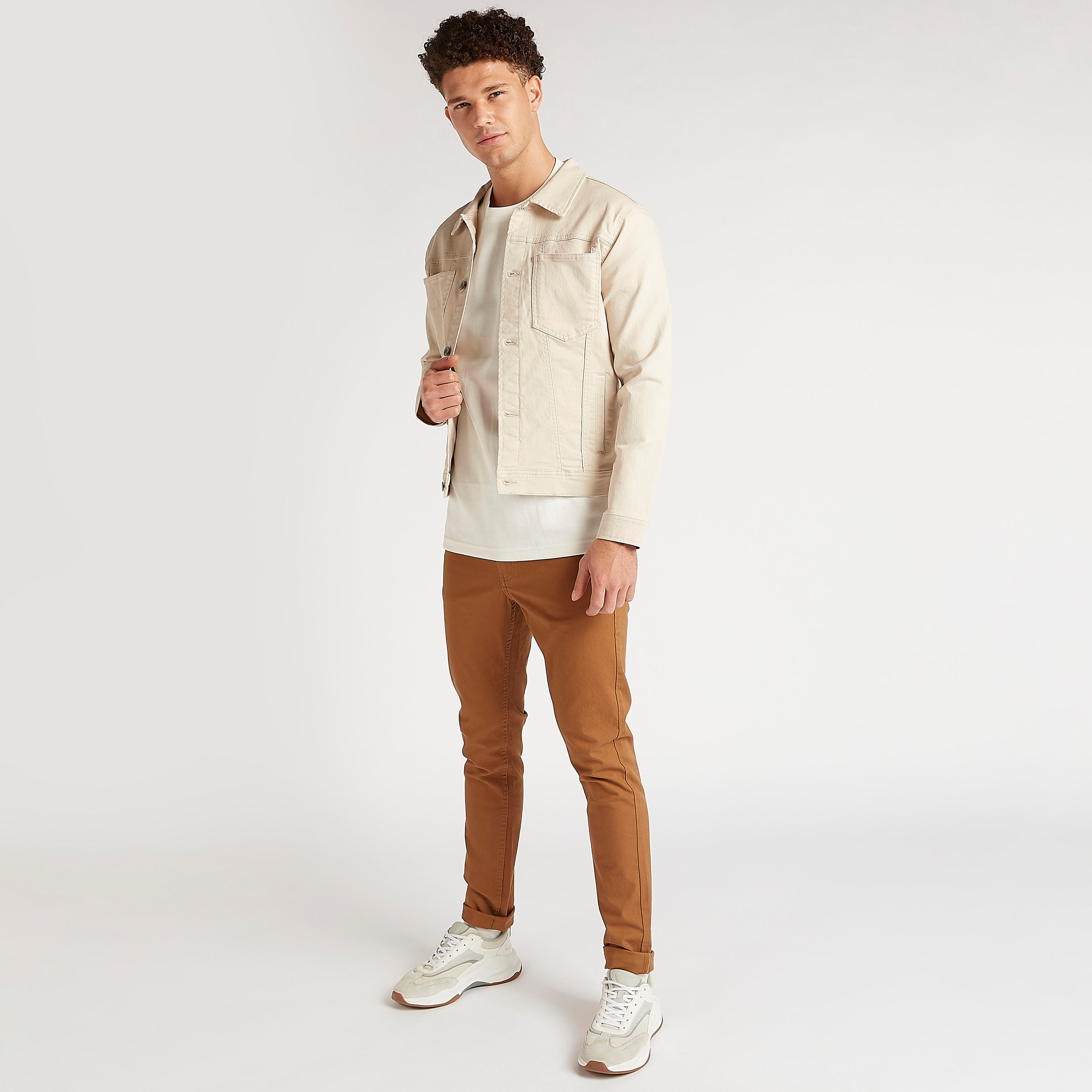 Solid Button Up Denim Jacket with Long Sleeves and Pockets-men-clothing-jacketsandblazers-jackets-image-2