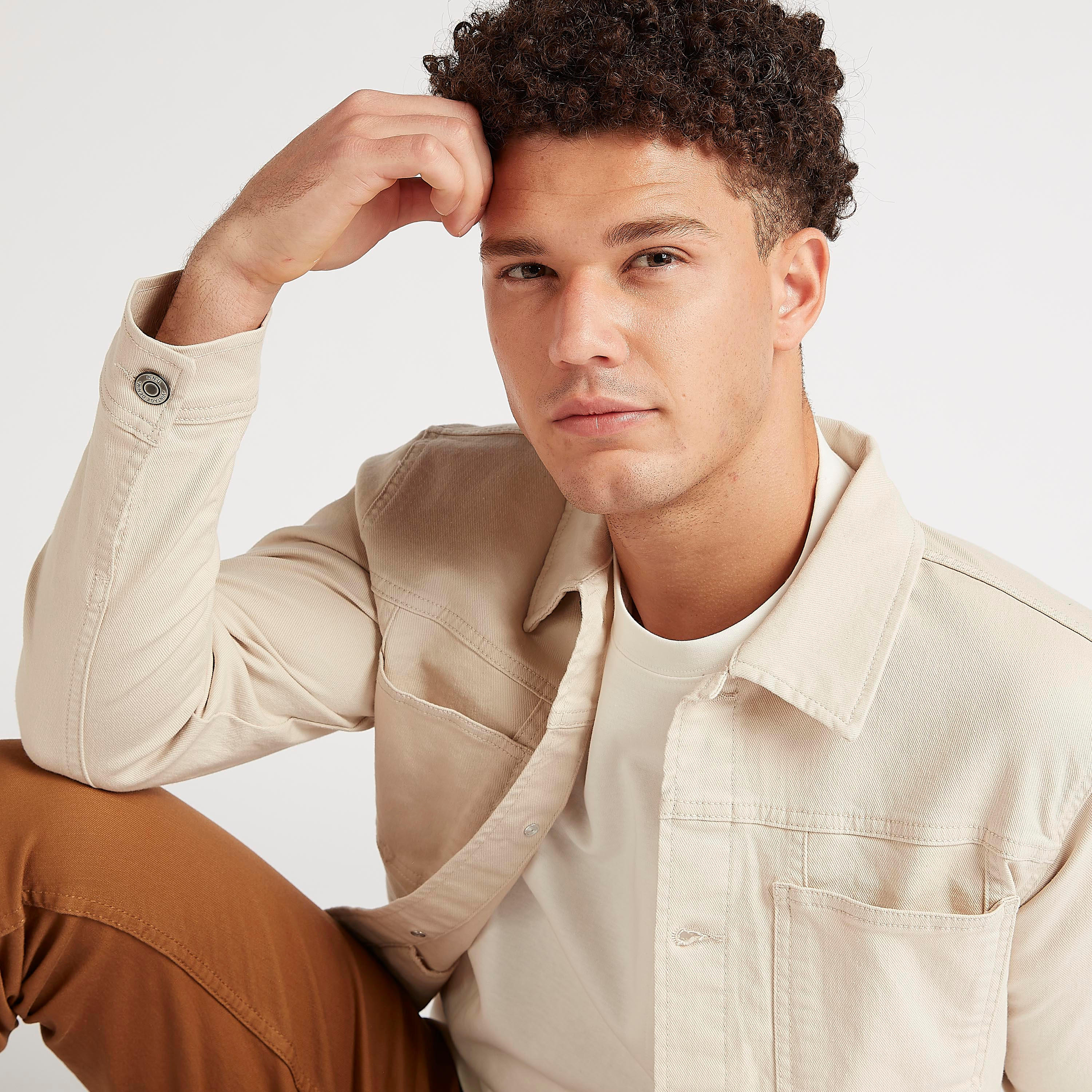 Solid Button Up Denim Jacket with Long Sleeves and Pockets-men-clothing-jacketsandblazers-jackets-image-5