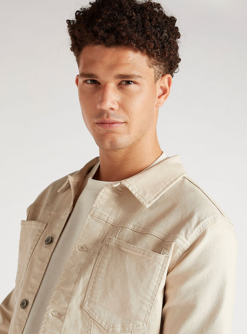 Solid Button Up Denim Jacket with Long Sleeves and Pockets-men-clothing-jacketsandblazers-jackets-image-6