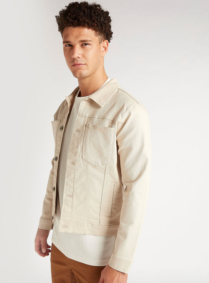 Solid Button Up Denim Jacket with Long Sleeves and Pockets-men-clothing-jacketsandblazers-jackets-image-7