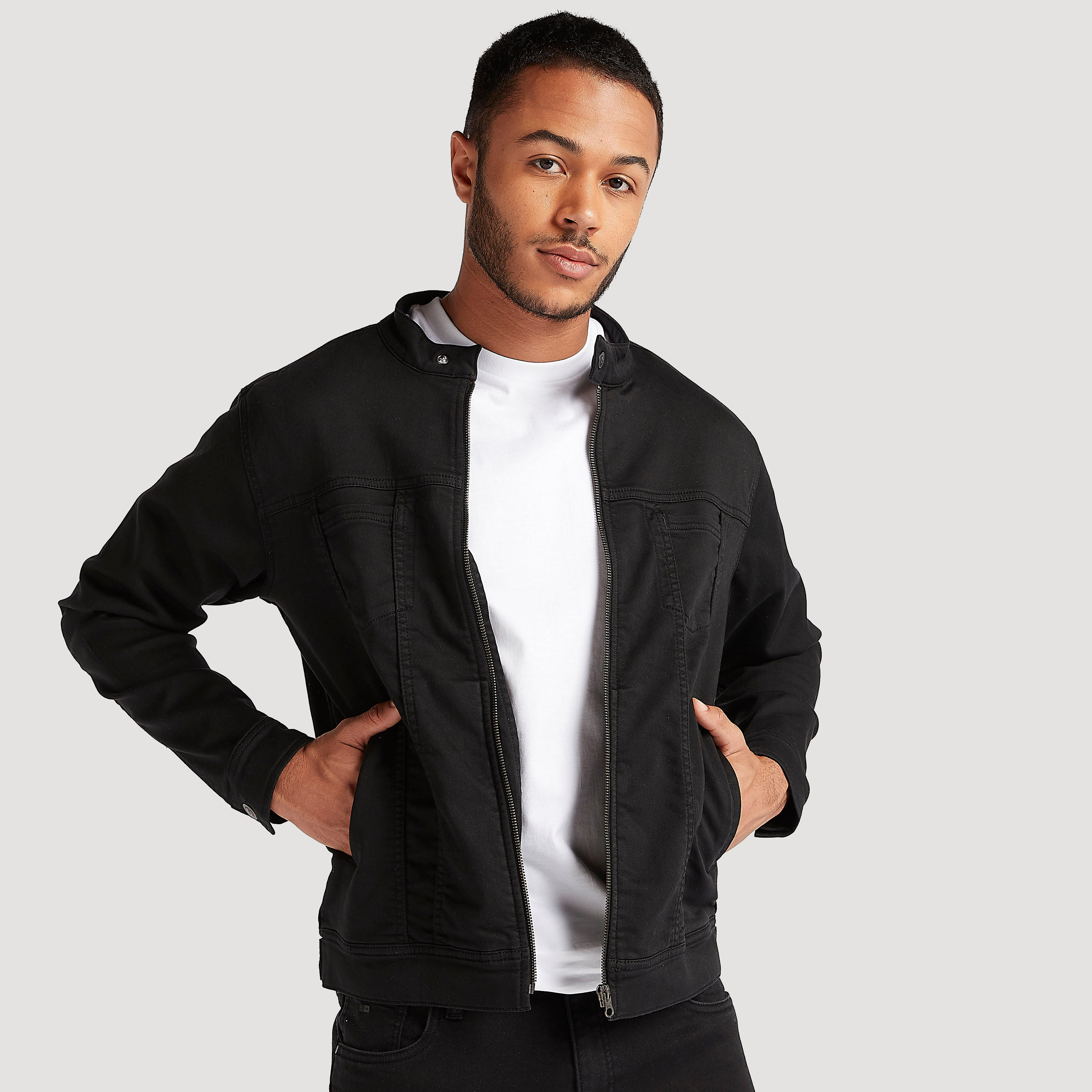 Solid Zip Through Denim Jacket with Pockets-men-clothing-jacketsandblazers-jackets-image-1
