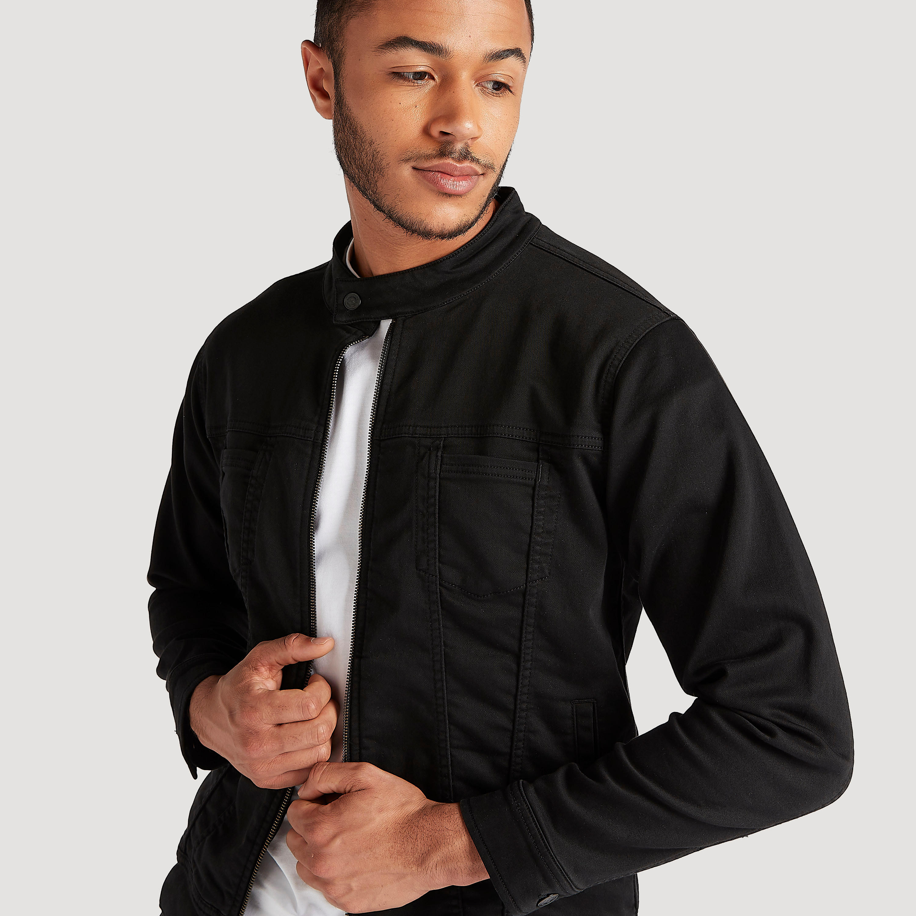 Solid Zip Through Denim Jacket with Pockets-men-clothing-jacketsandblazers-jackets-image-3