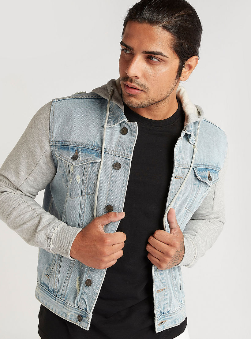 جاكيت دنيم سادة بزر إغلاق وقبّعة-men-clothing-jacketsandblazers-jackets-image-7